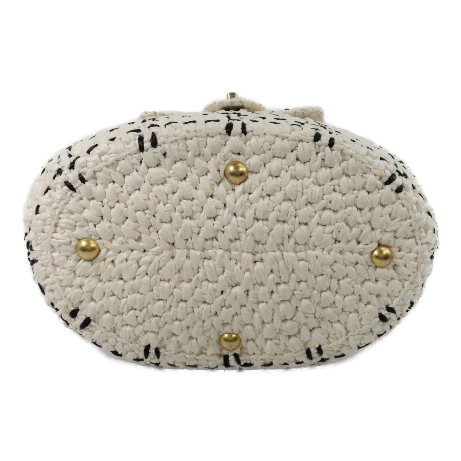 CHANEL 藤料Raffia Effect Tweed Shppping Bag鏈帶手挽袋