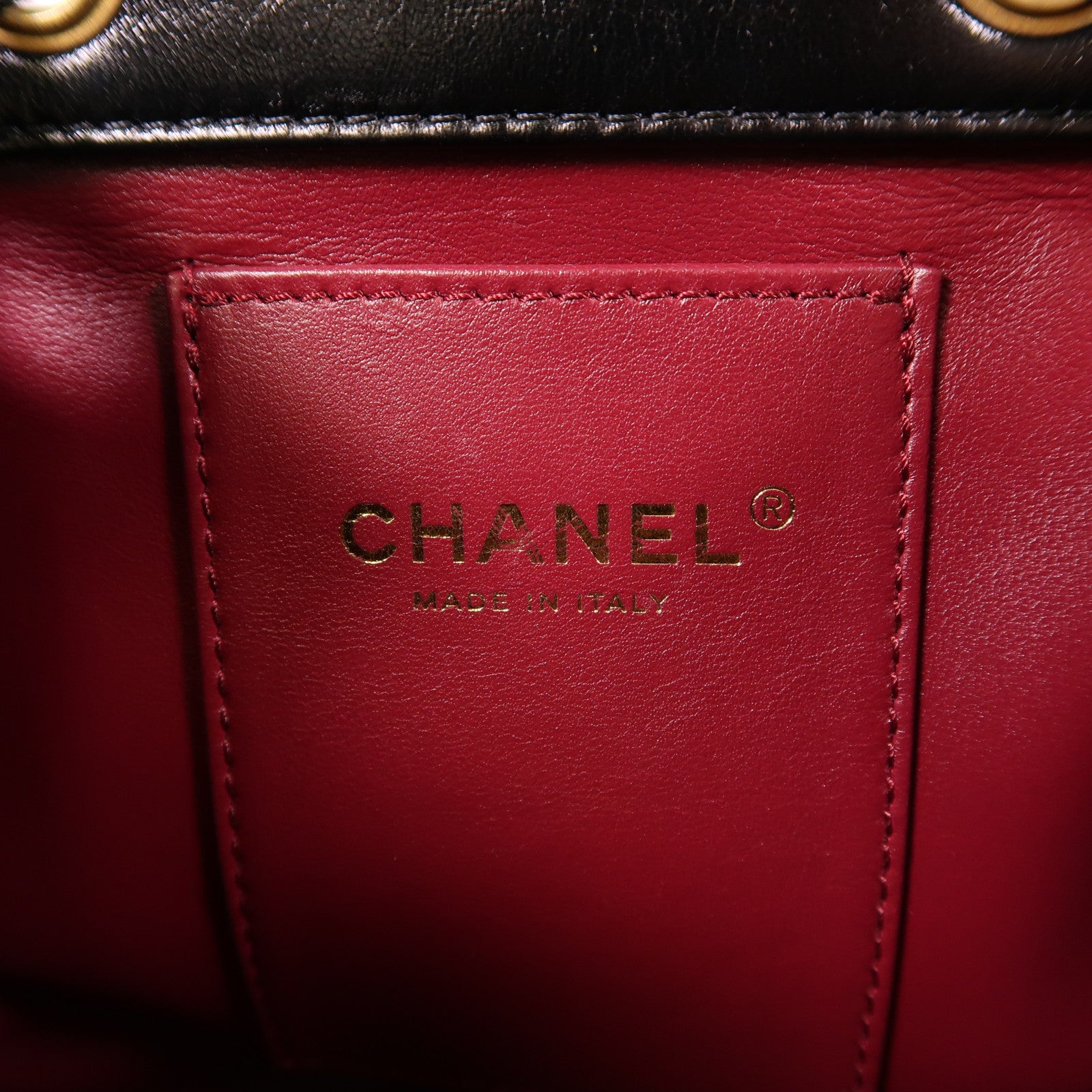 CHANEL 羊皮皮革Backpack金扣背包