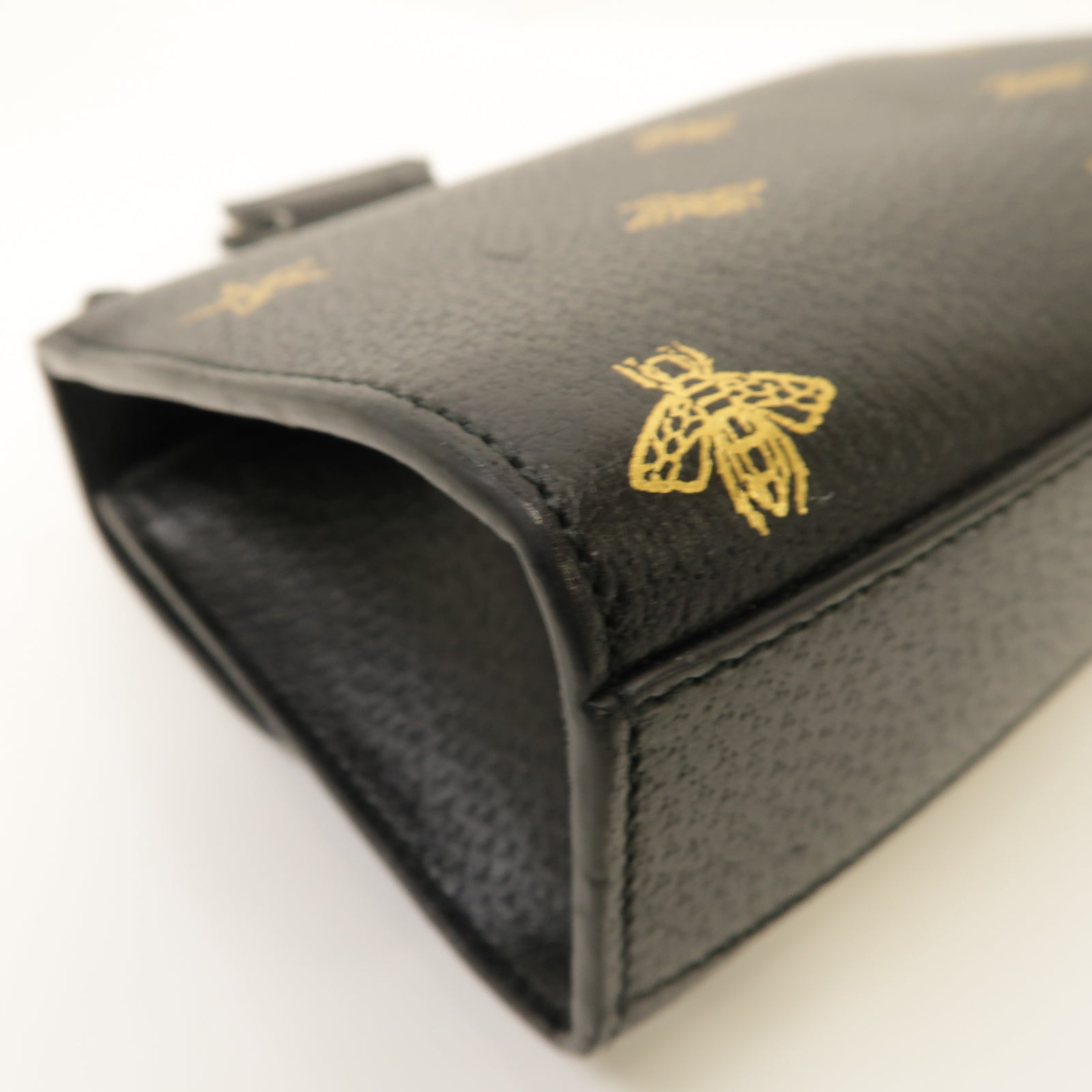 GUCCI 牛皮皮革Padlock Bee Star金扣鏈帶肩背袋黑色