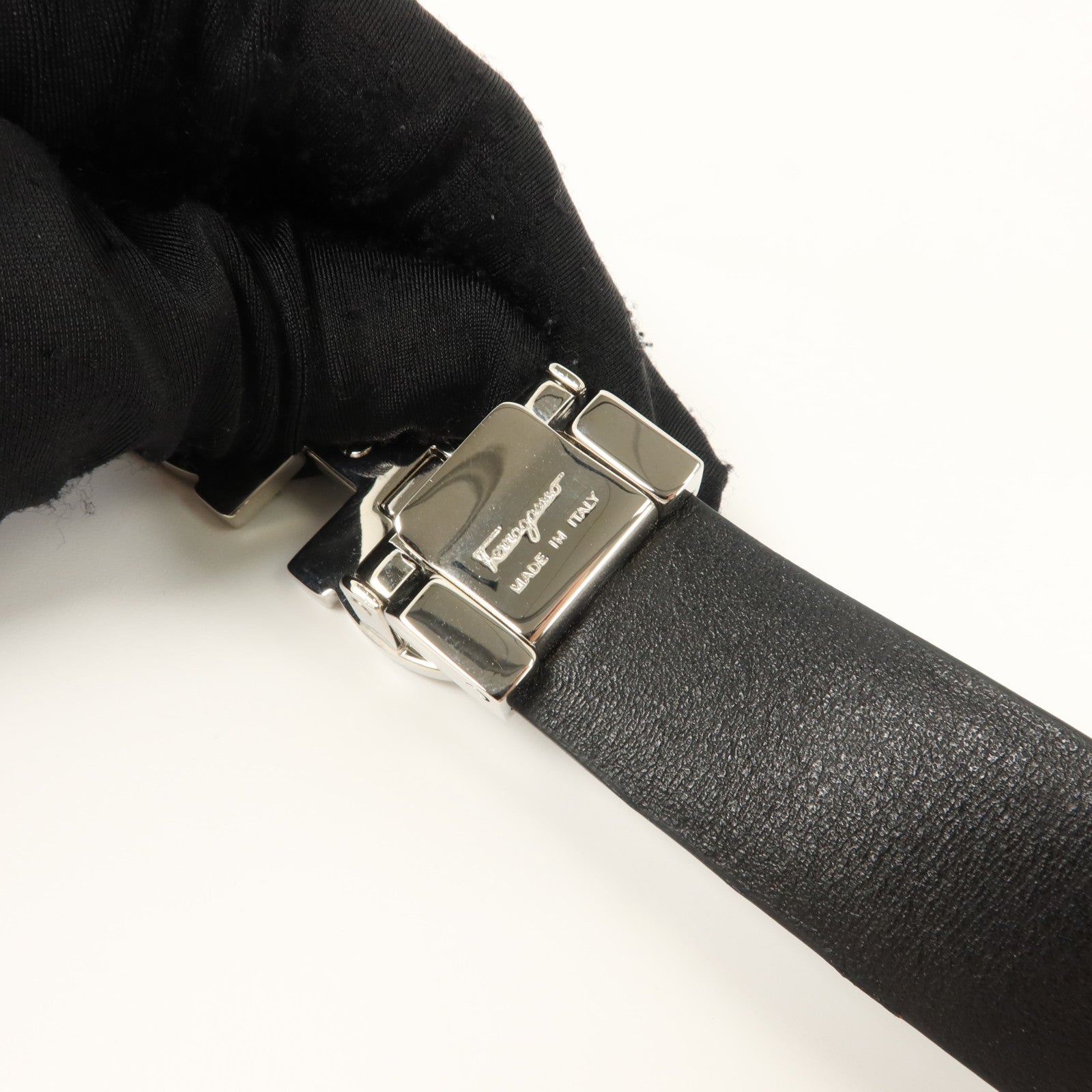 SELECTION 牛皮皮革Ferragamo Belt 100cm銀扣皮帶