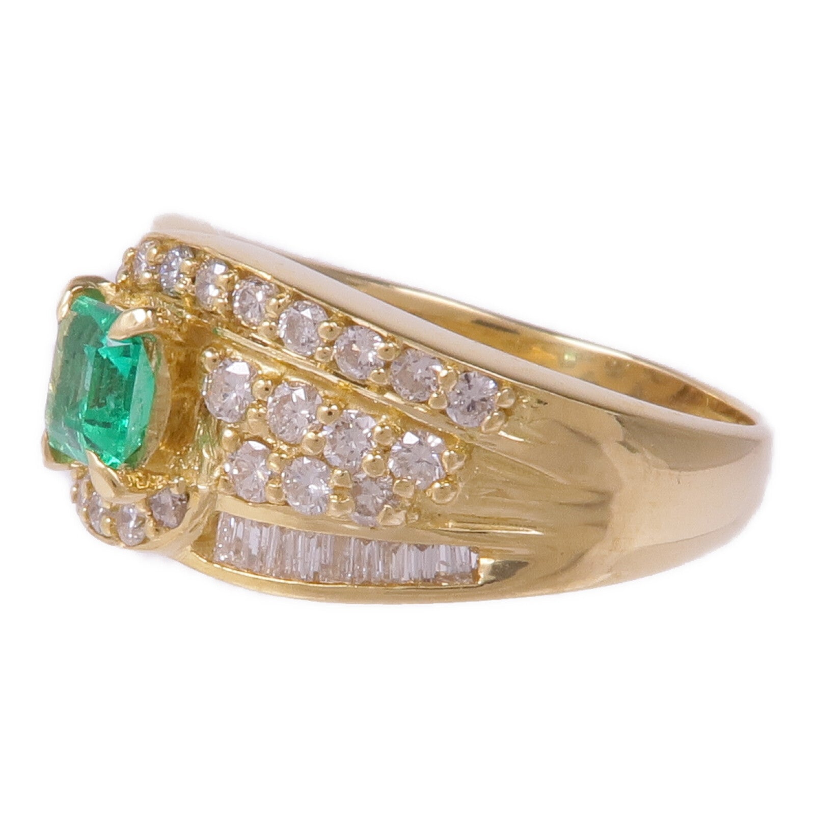 JEWELRY 18K黃金Emerald Diamond Ring綠寶石/鑽石戒指US#6