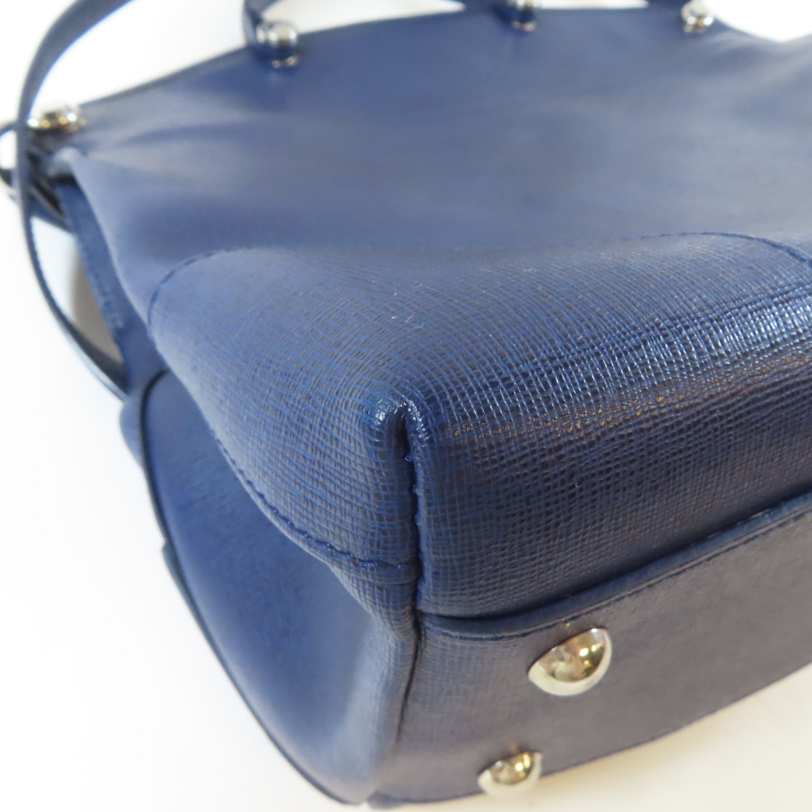 Furla 牛皮皮革2 Way Shoulder Bag銀扣手挽肩背兩用袋藍色