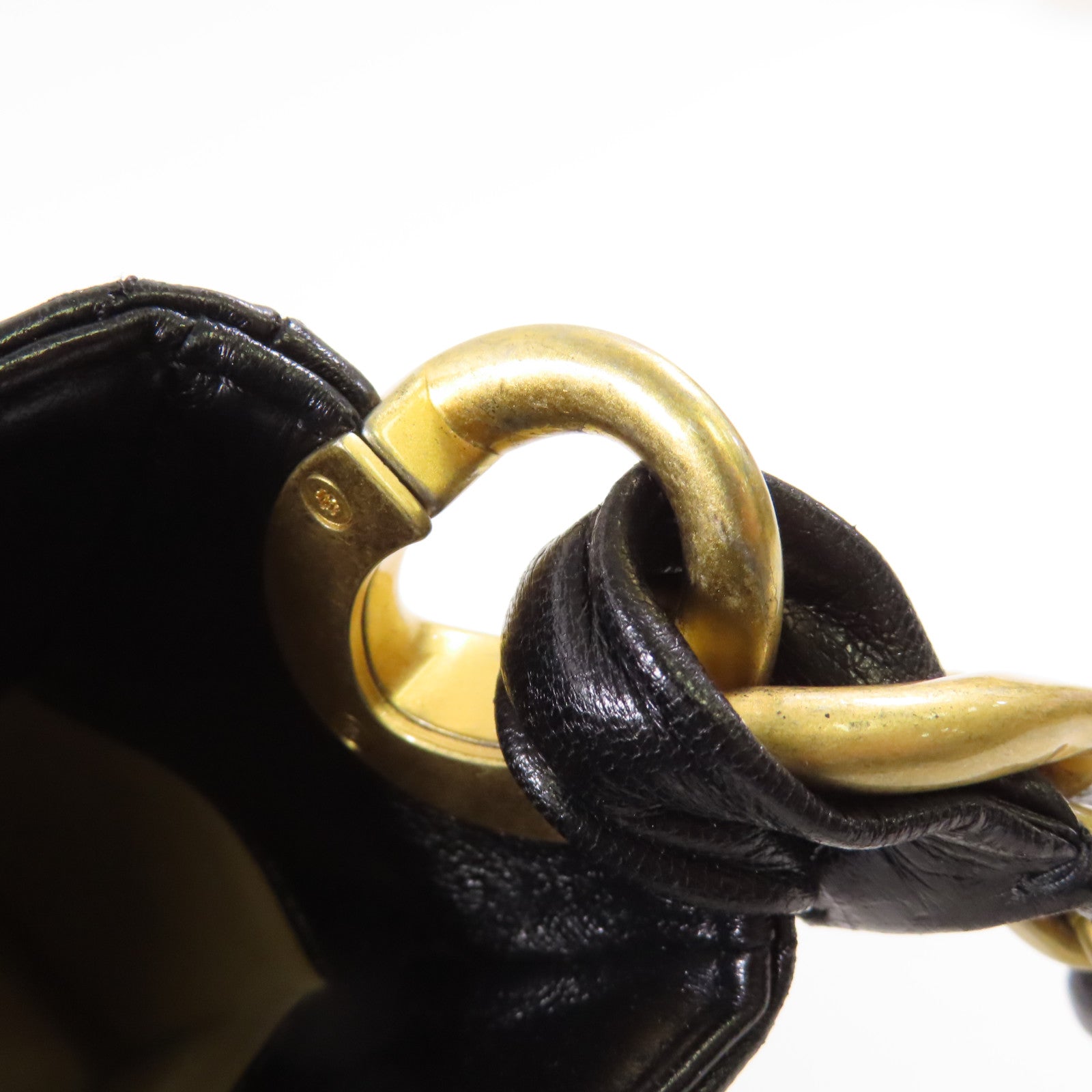 CHANEL 牛皮皮革Hobo金扣鏈帶肩背袋