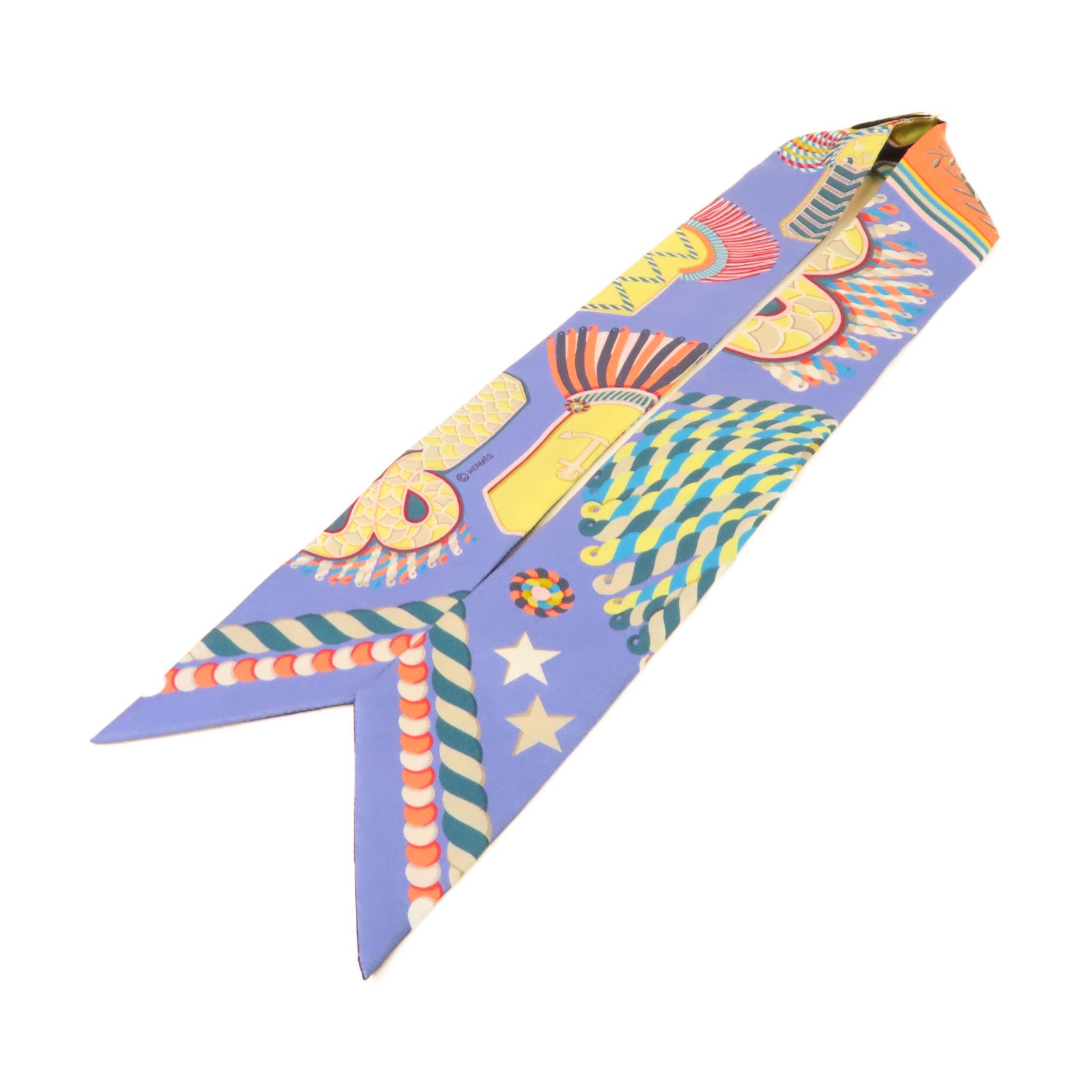 HERMES 【激減優惠】絲質Twilly絲巾寶藍色/藍色/彩色