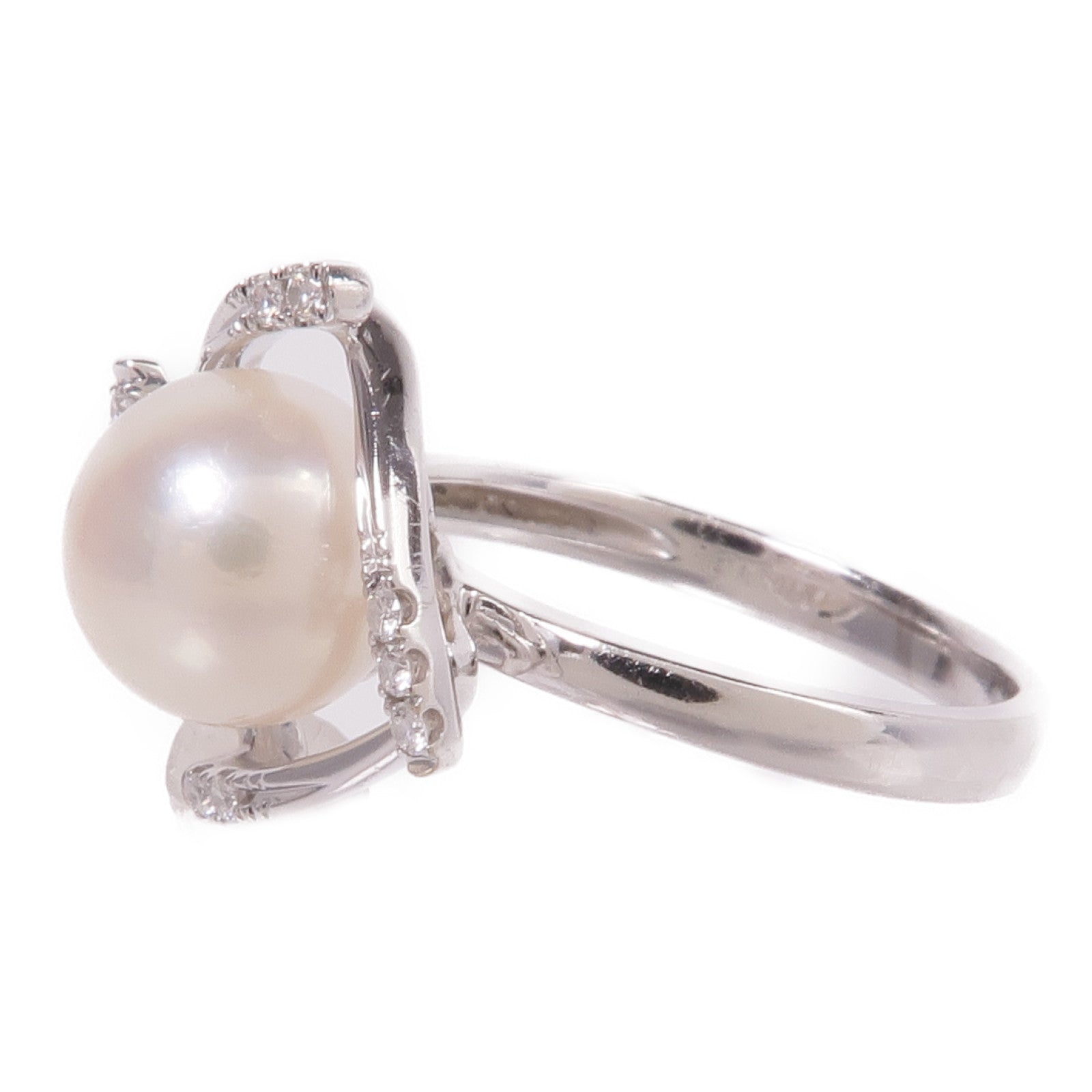 JEWELRY 【激減優惠】18K白金Pearl Diamond Ring珍珠/鑽石戒指US#5