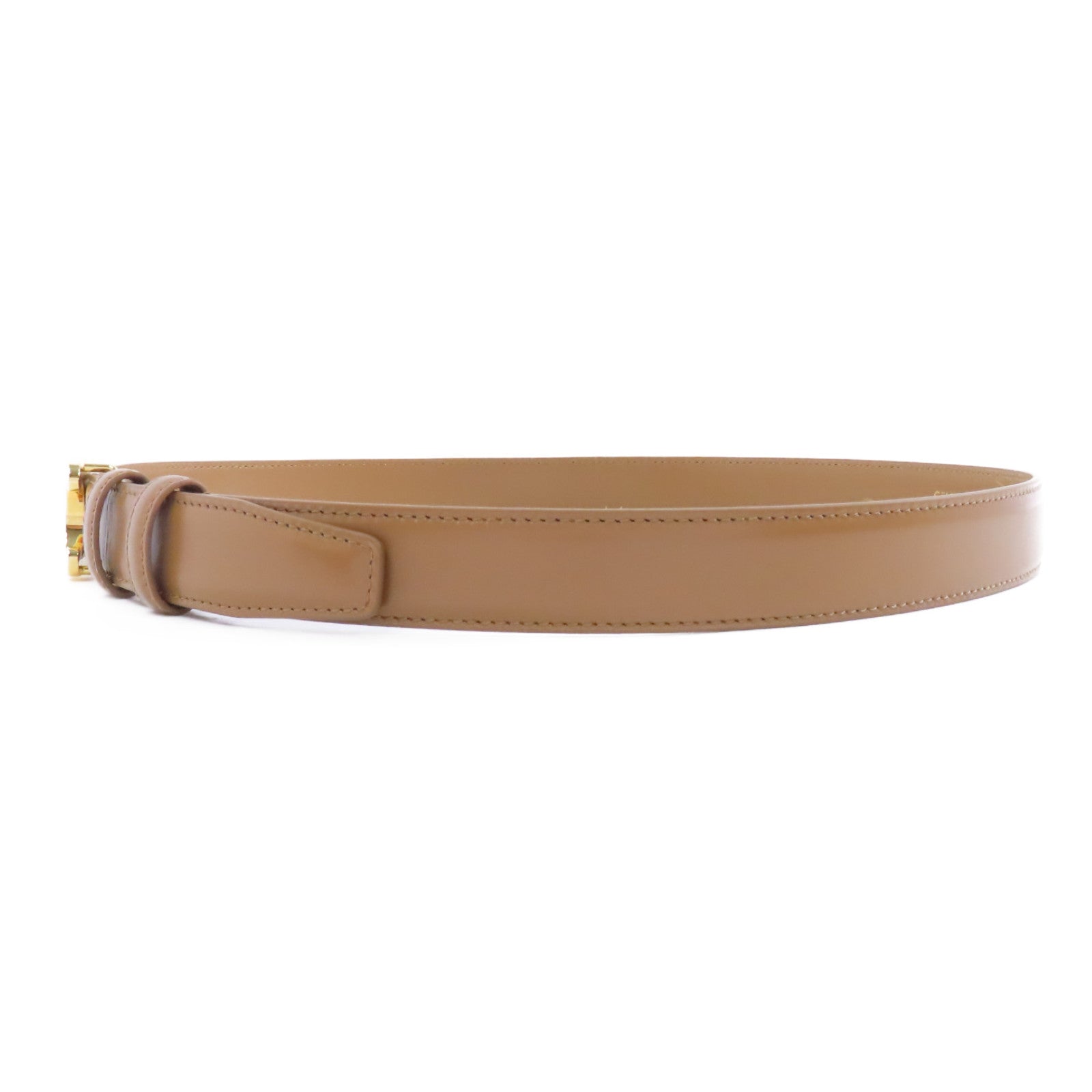 CELINE 牛皮皮革Belt金扣皮帶啡色