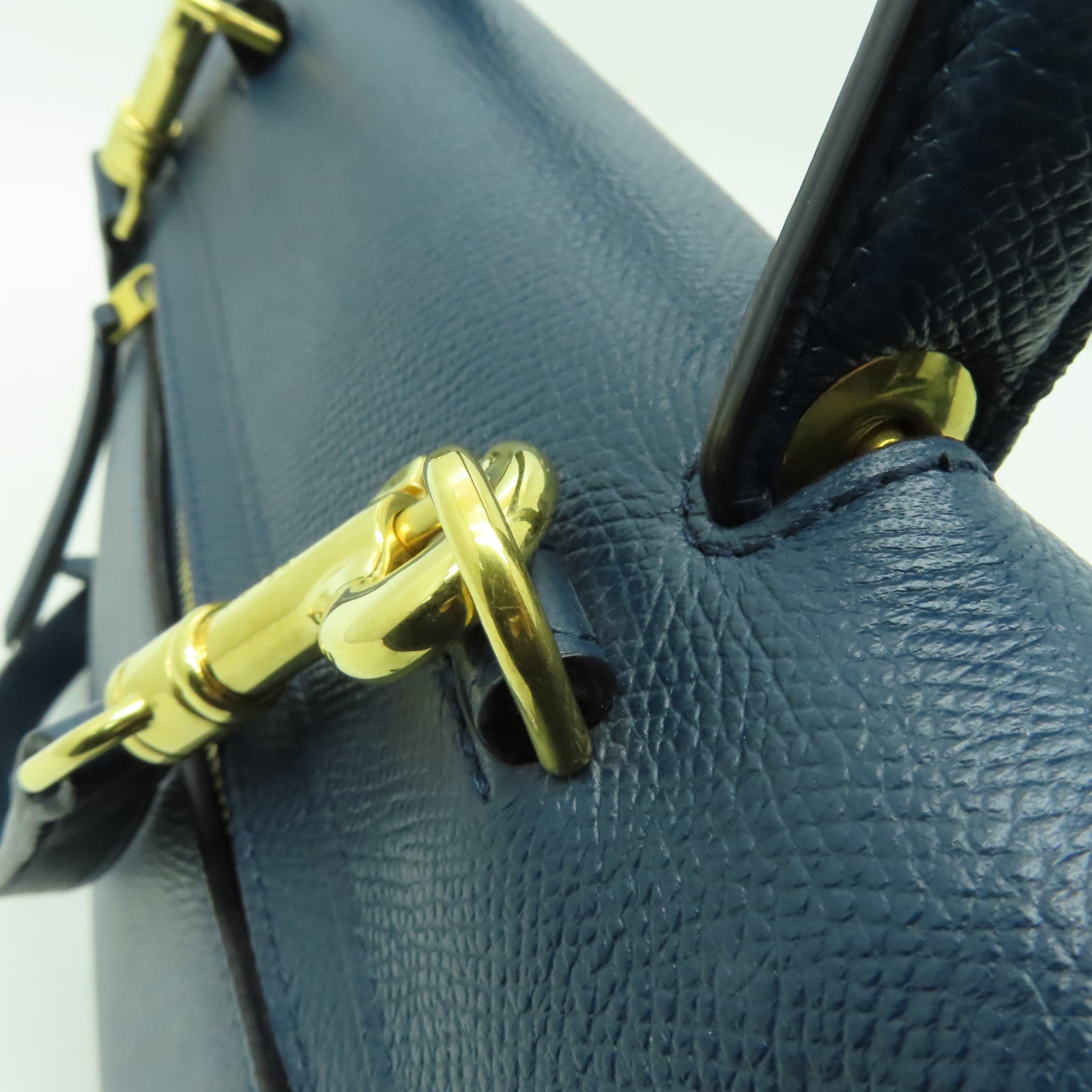 CELINE 粒面牛皮皮革Micro Belt Bag金扣手挽肩背兩用袋深綠色