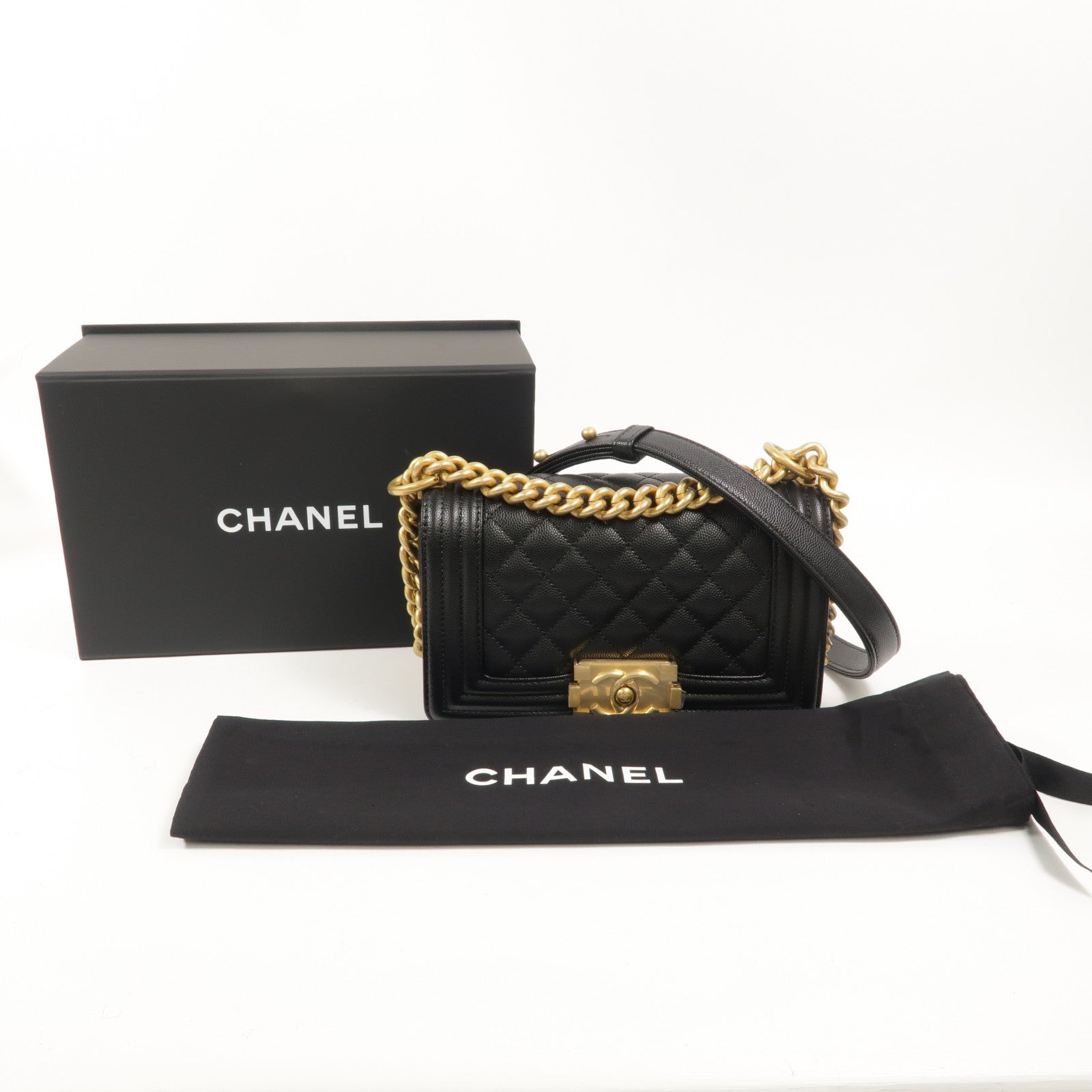 CHANEL 牛皮皮革Boy 20鏈帶肩背袋