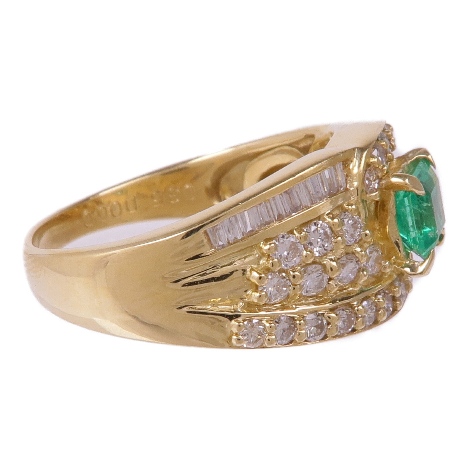 JEWELRY 18K黃金Emerald Diamond Ring綠寶石/鑽石戒指US#6
