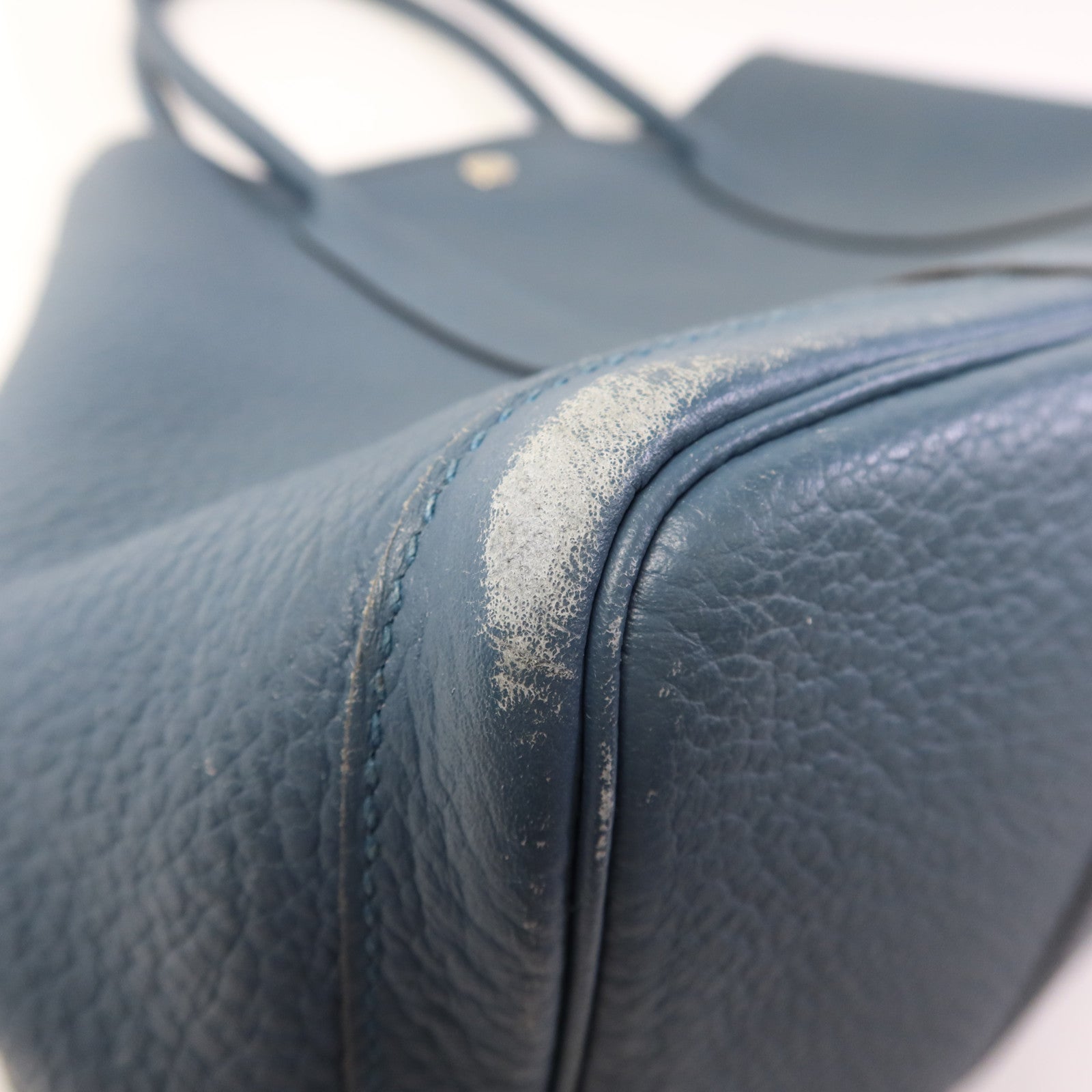 HERMES Negonda皮革Garden Party PM銀扣手挽袋Bleu Agate