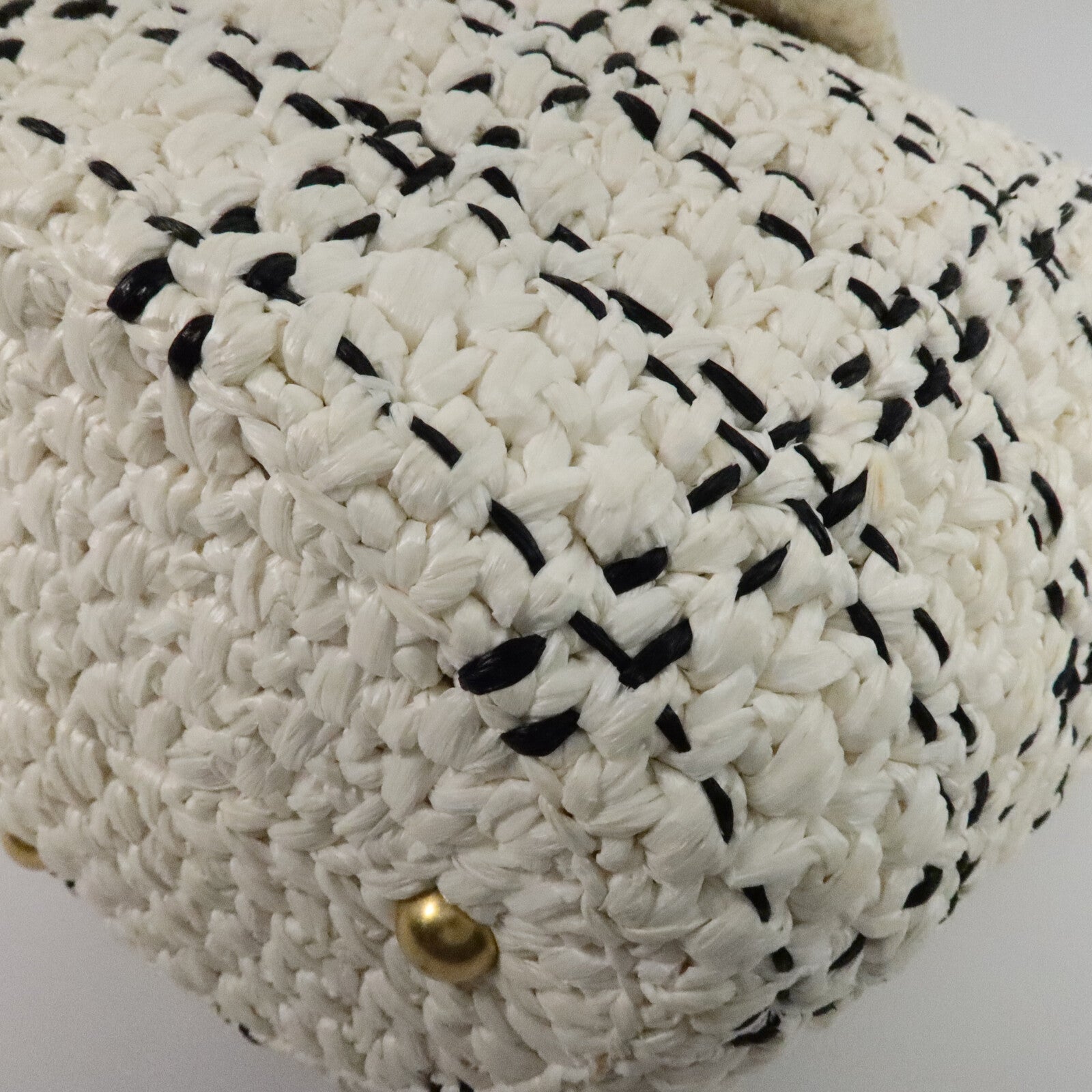 CHANEL 藤料Raffia Effect Tweed Shppping Bag鏈帶手挽袋