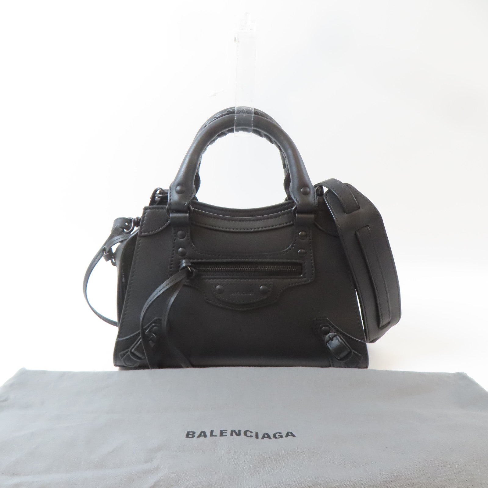 BALENCIAGA 【激減優惠】牛皮皮革Neo Classic黑扣手挽肩背兩用袋黑色