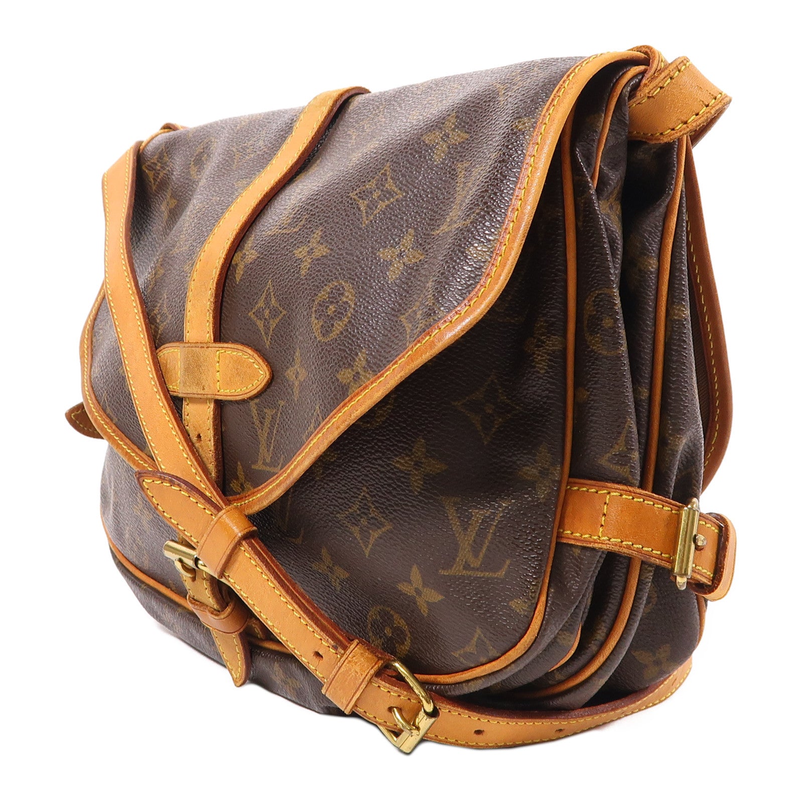 LOUIS VUITTON 【激減優惠】Monogram Saumur 30金扣肩背袋棕色