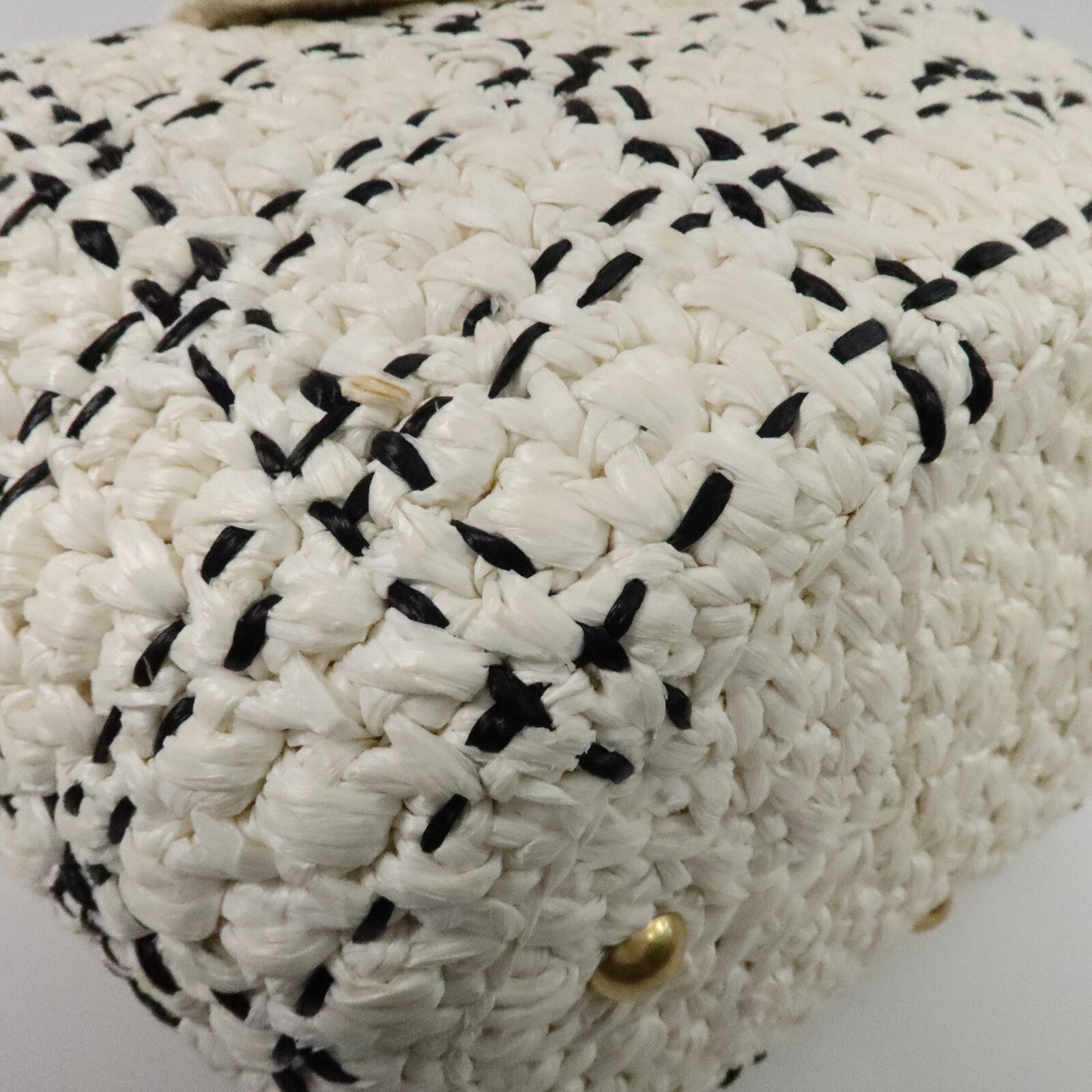 CHANEL 藤料Raffia Effect Tweed Shppping Bag鏈帶手挽袋