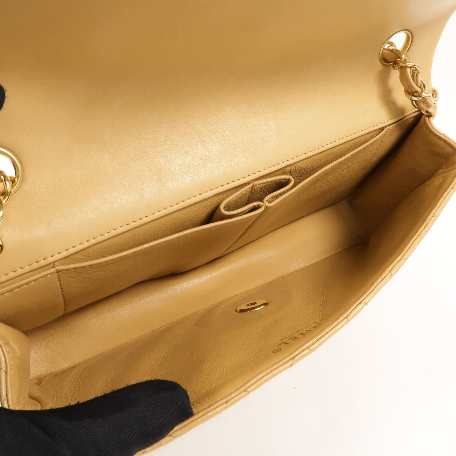 CHANEL 羊皮皮革Chain Shoulder金扣鏈帶肩背袋