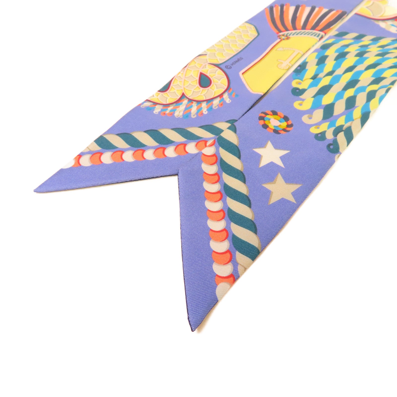 HERMES 【激減優惠】絲質Twilly絲巾寶藍色/藍色/彩色