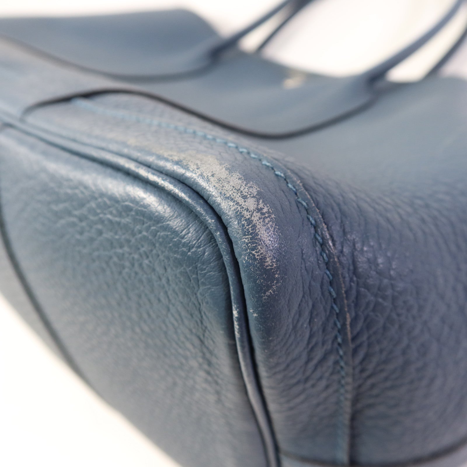 HERMES Negonda皮革Garden Party PM銀扣手挽袋Bleu Agate