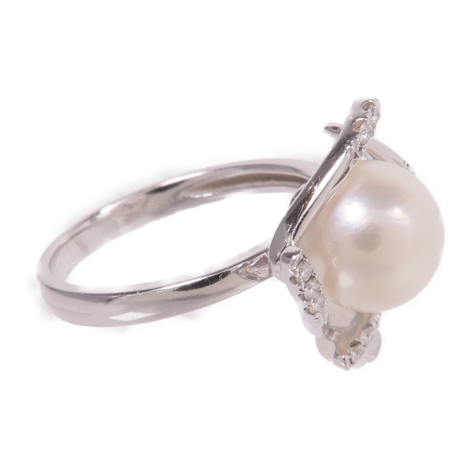 JEWELRY 【激減優惠】18K白金Pearl Diamond Ring珍珠/鑽石戒指US#5