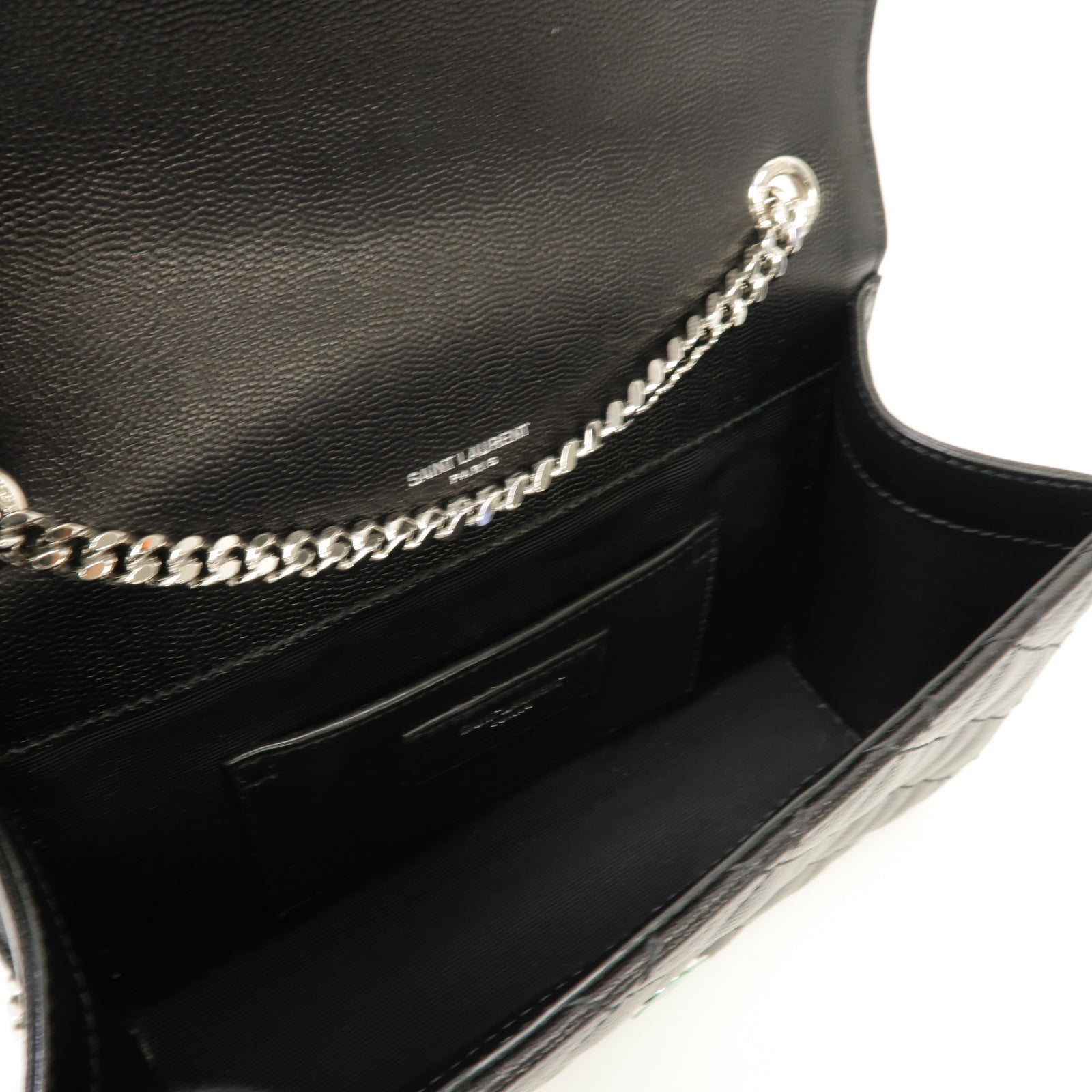 SAINT LAURENT 牛皮皮革Envelope Small銀扣鏈帶肩背袋黑色