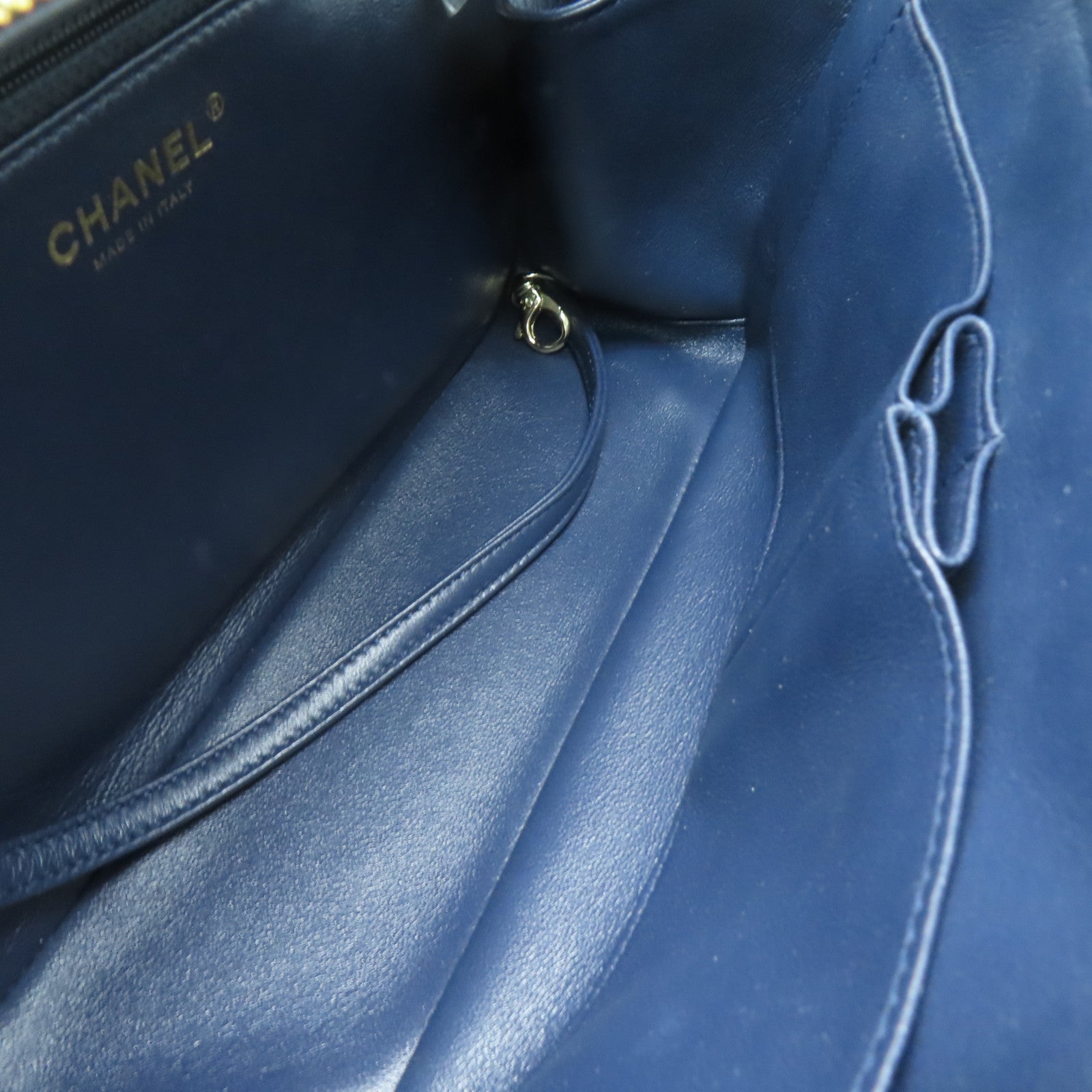 CHANEL 【激減優惠】菱格羊皮皮革Shoulder Bag金扣手挽肩背兩用袋藍色