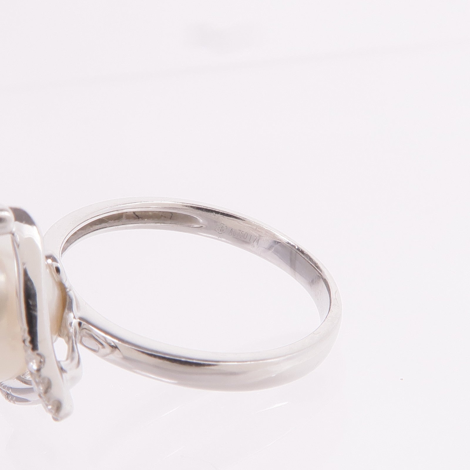 JEWELRY 【激減優惠】18K白金Pearl Diamond Ring珍珠/鑽石戒指US#5