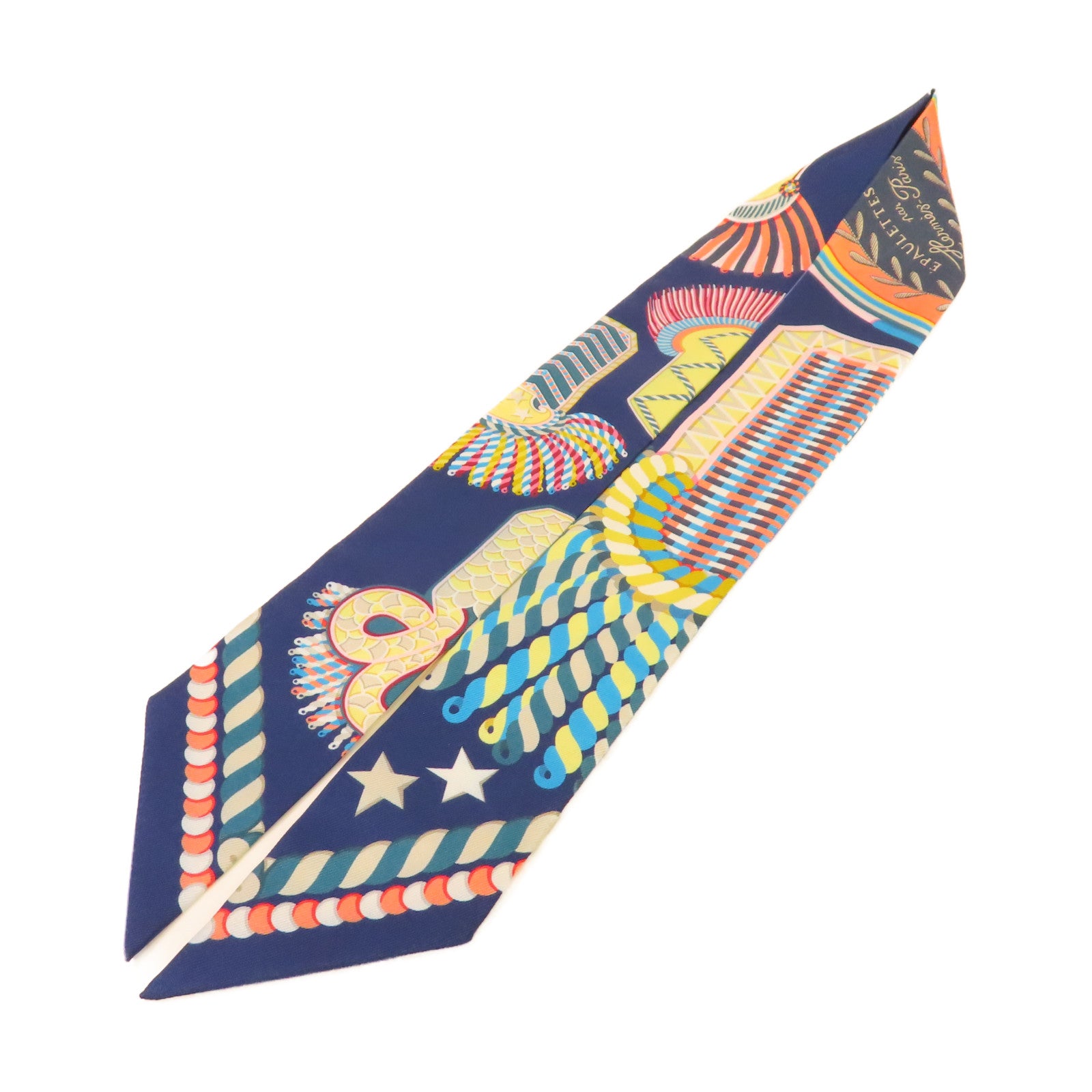 HERMES 【激減優惠】絲質Twilly絲巾寶藍色/藍色/彩色