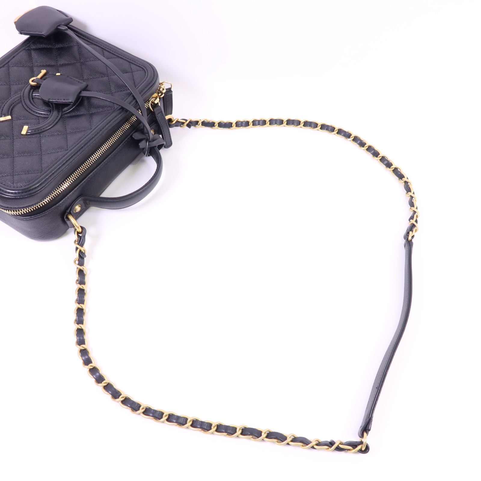 CHANEL 牛皮皮革Vanity Case Bag金扣手挽肩背兩用袋