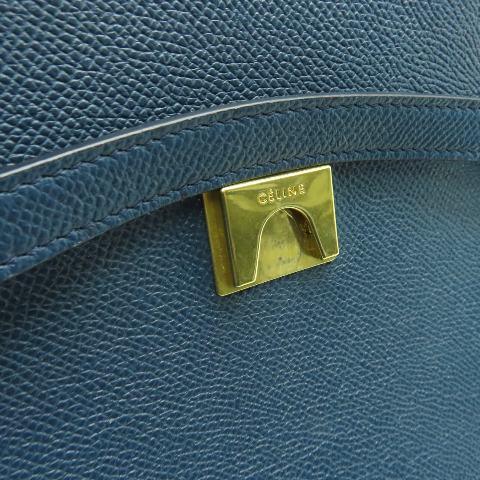 CELINE 粒面牛皮皮革Micro Belt Bag金扣手挽肩背兩用袋深綠色