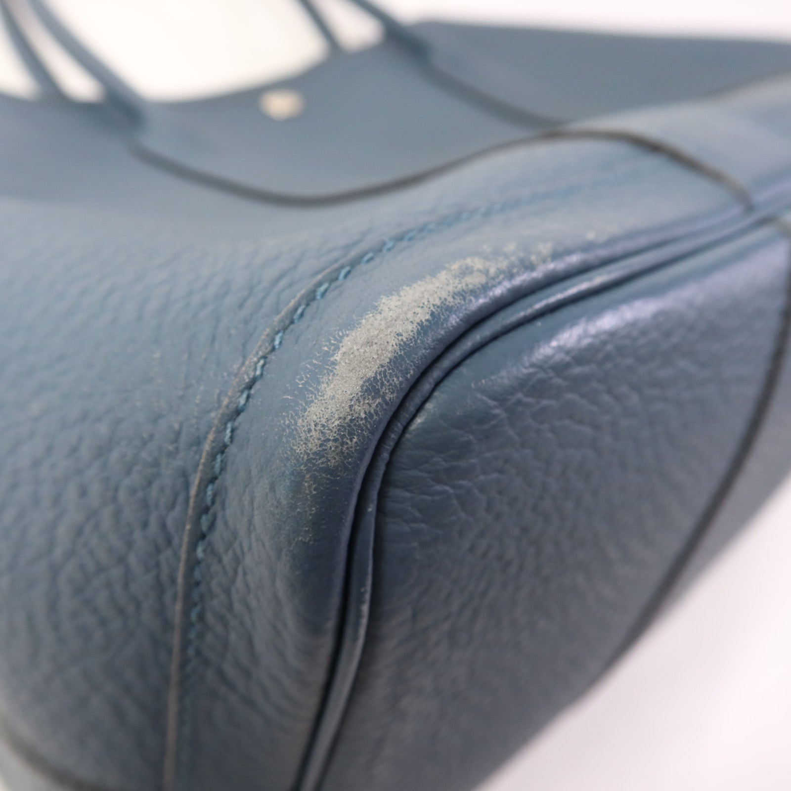 HERMES Negonda皮革Garden Party PM銀扣手挽袋Bleu Agate