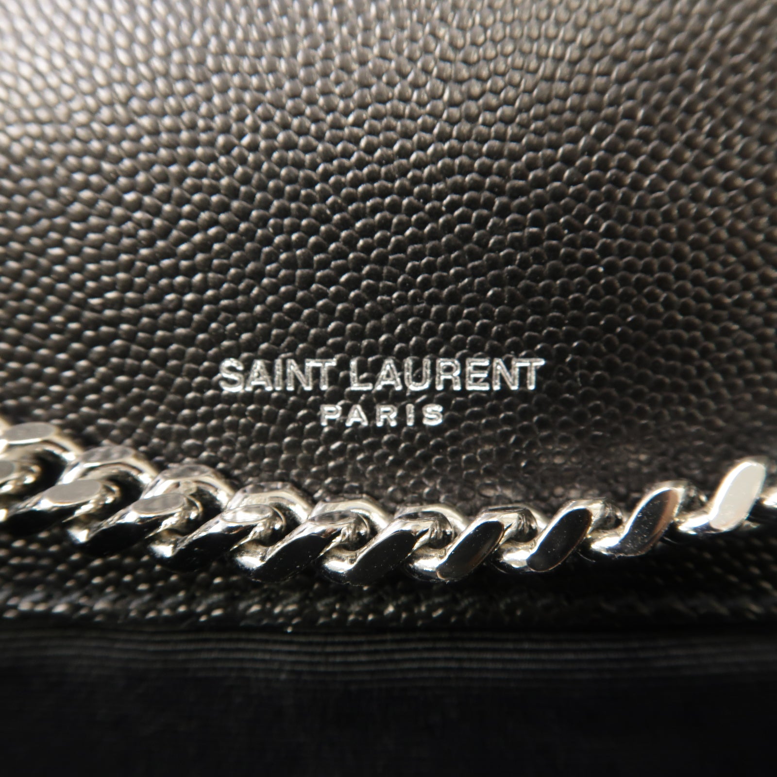 SAINT LAURENT 牛皮皮革Envelope Small銀扣鏈帶肩背袋黑色