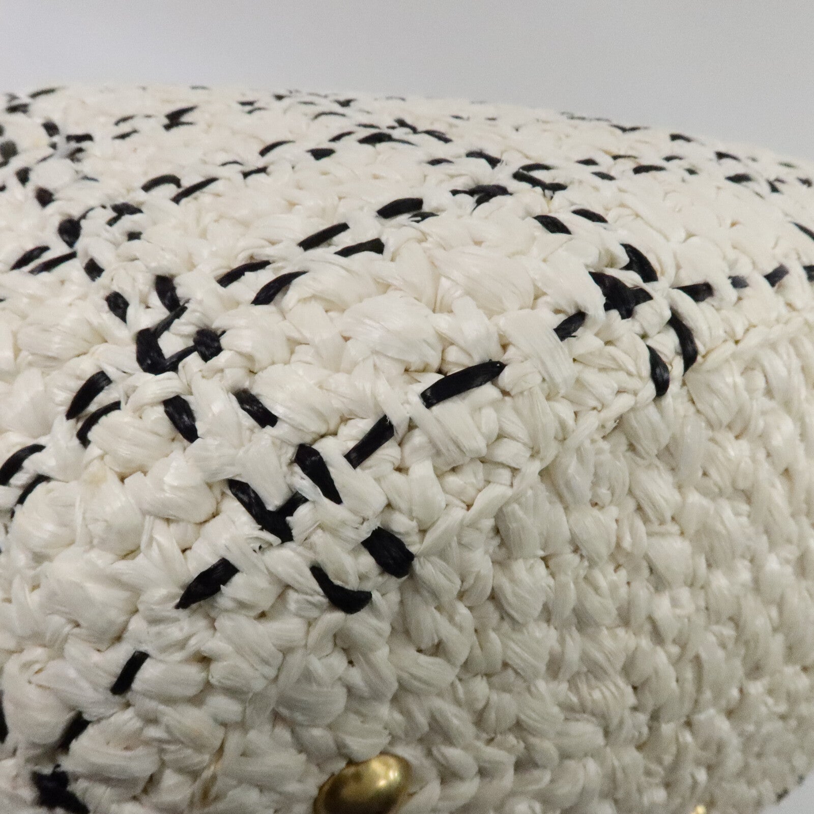CHANEL 藤料Raffia Effect Tweed Shppping Bag鏈帶手挽袋