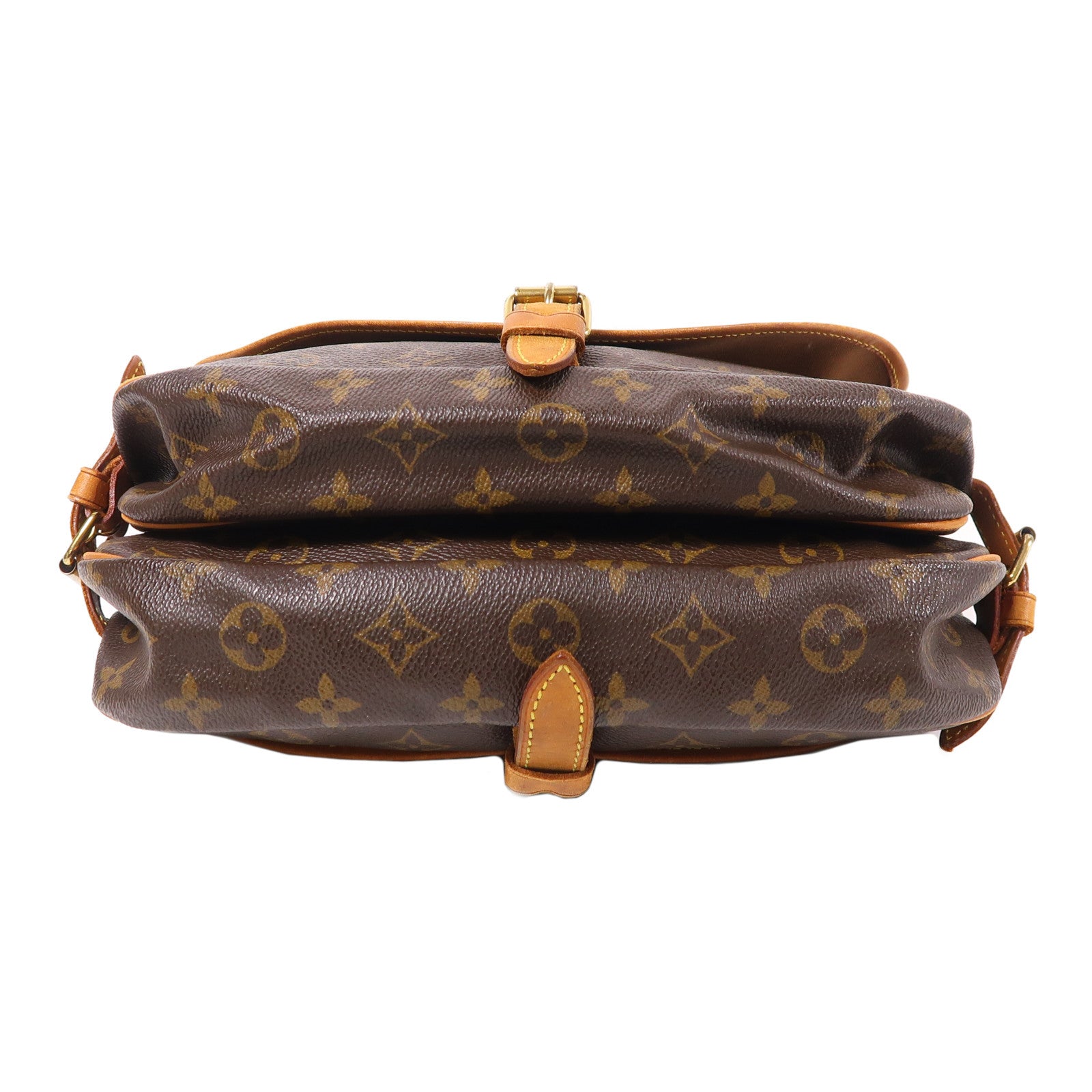 LOUIS VUITTON Monogram Saumur 30金扣肩背袋棕色