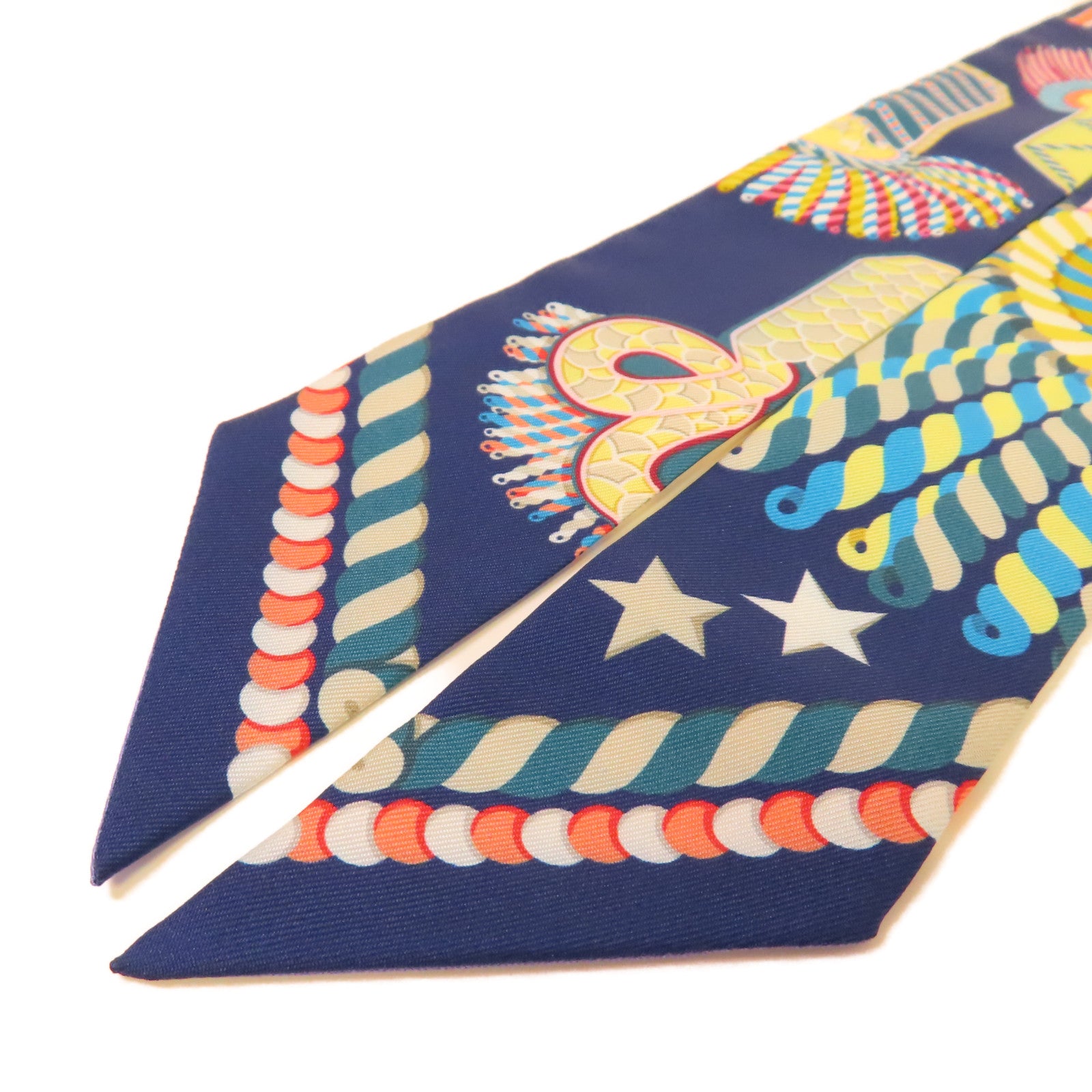 HERMES 【激減優惠】絲質Twilly絲巾寶藍色/藍色/彩色