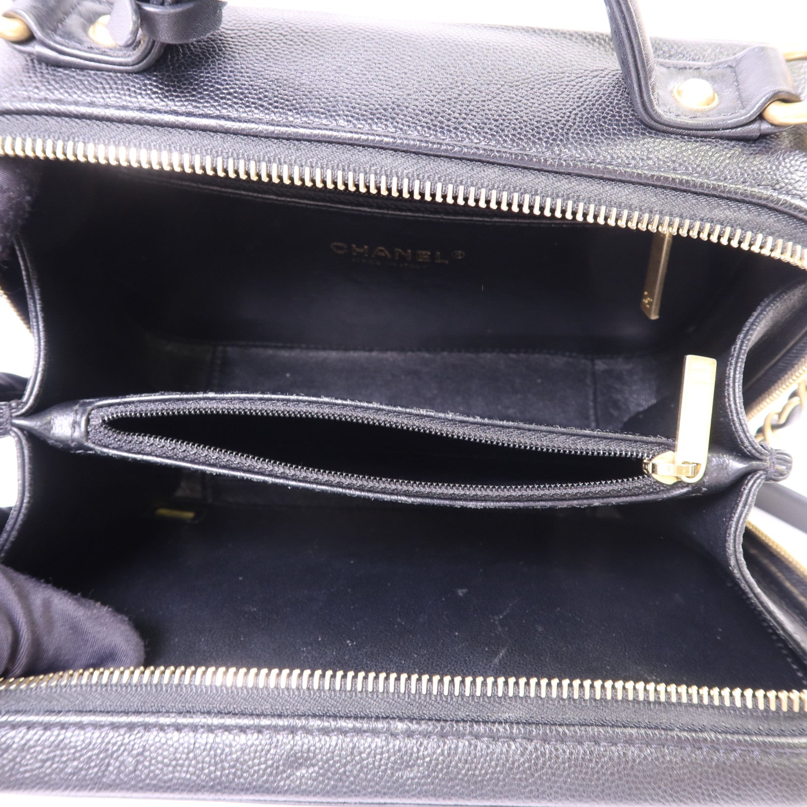 CHANEL 牛皮皮革Vanity Case Bag金扣手挽肩背兩用袋