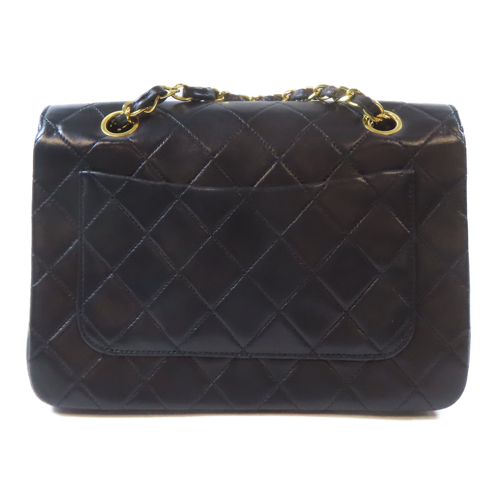 CHANEL 菱格牛皮皮革Chain Shoulder Bag金扣鏈帶肩背袋黑色