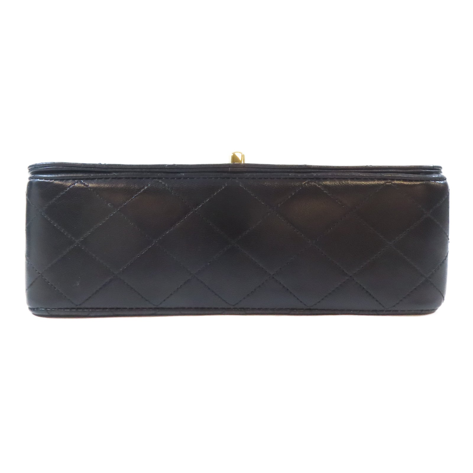 CHANEL 菱格牛皮皮革Chain Shoulder Bag金扣鏈帶肩背袋黑色