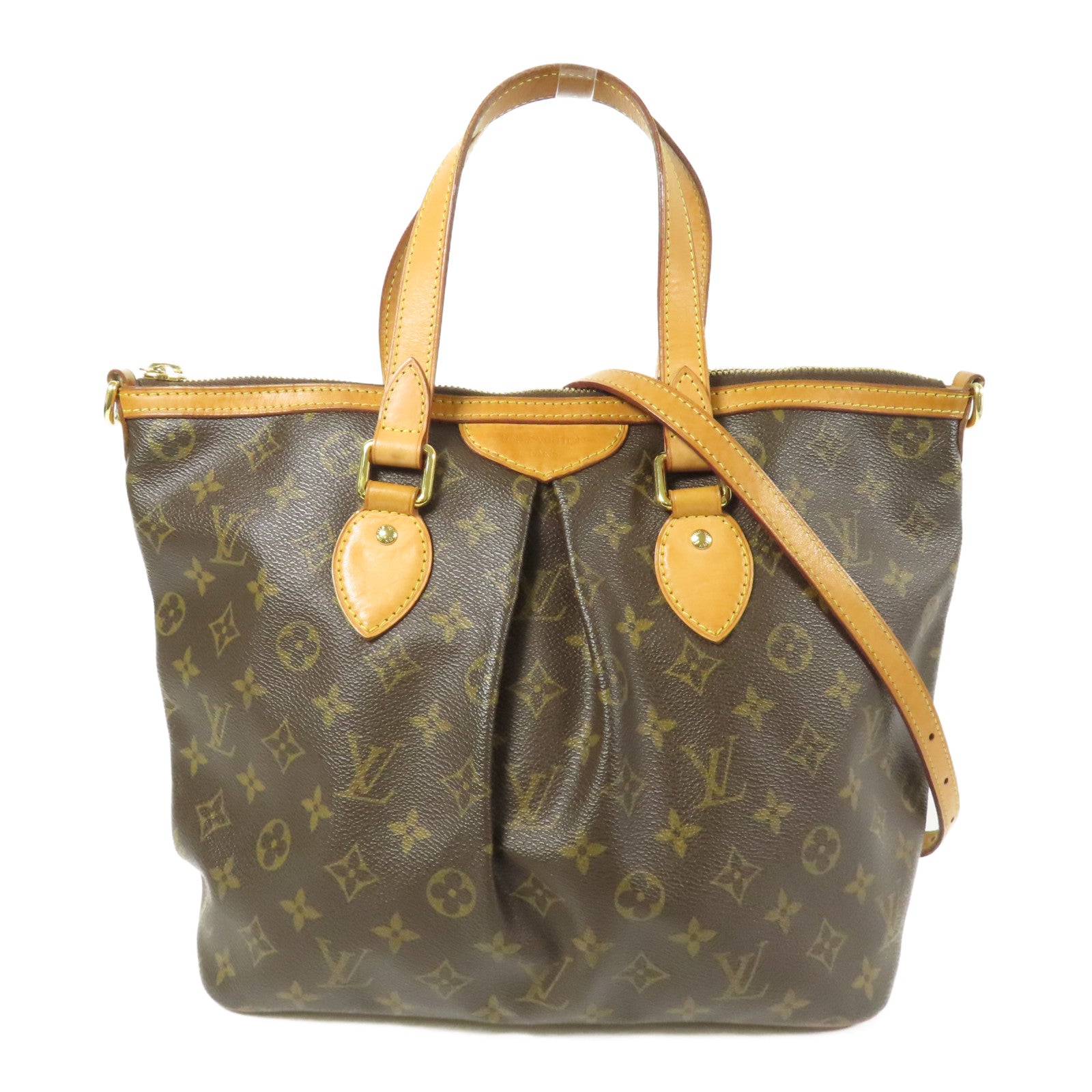 LOUIS VUITTON Monogram Palermo PM金扣手挽肩背兩用袋棕色