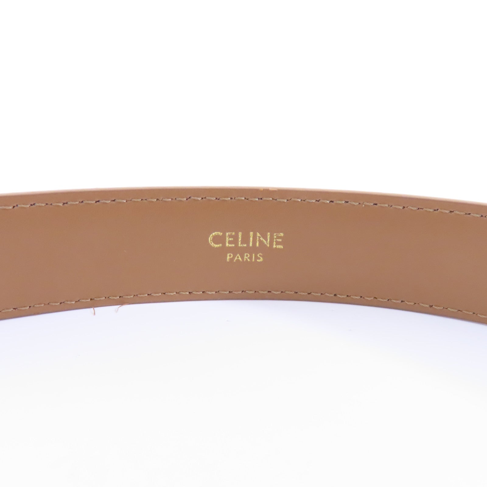 CELINE 牛皮皮革Belt金扣皮帶啡色