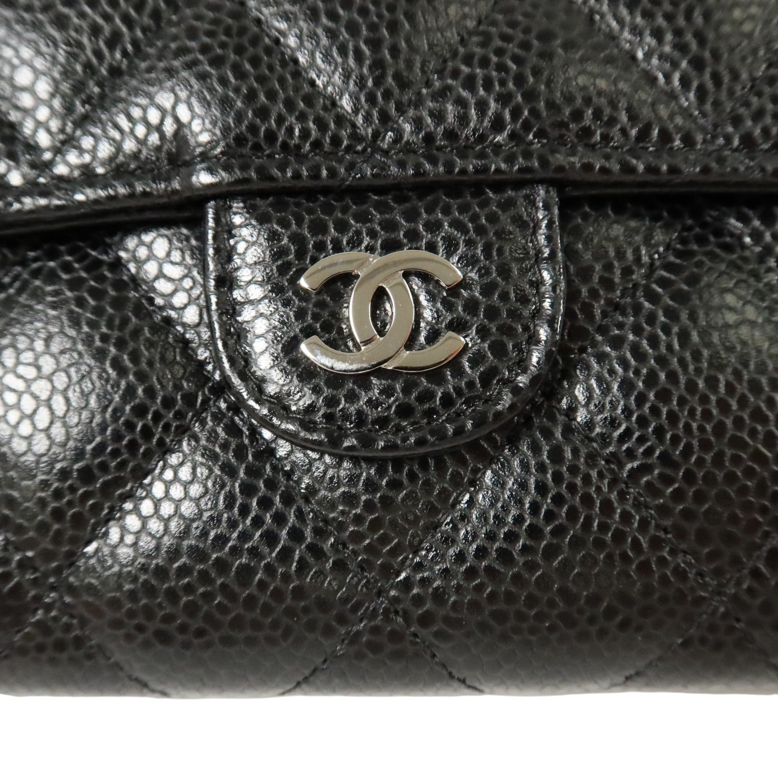 CHANEL 牛皮皮革Classic Long Flap Wallet銀扣長錢包