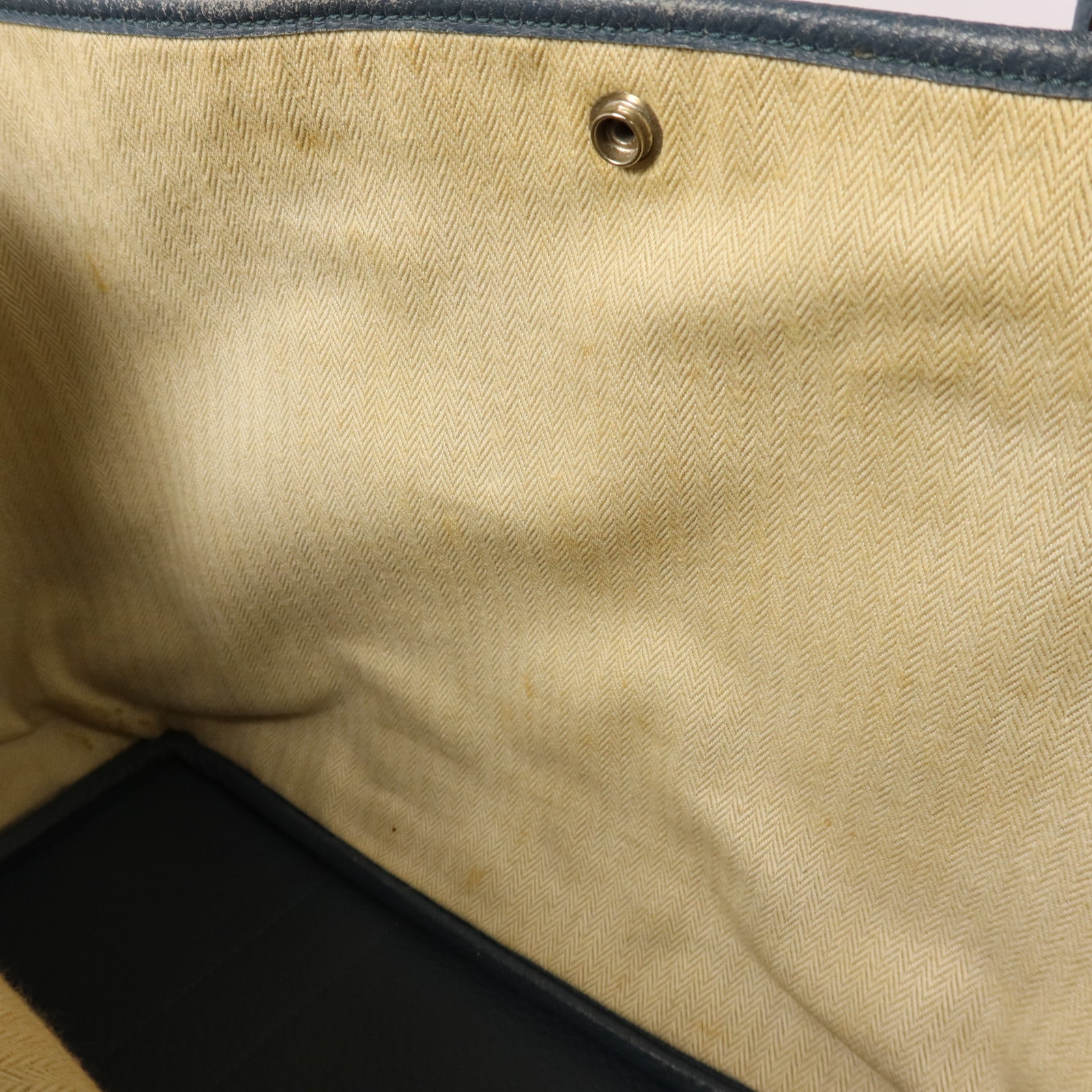 HERMES Negonda皮革Garden Party PM銀扣手挽袋Bleu Agate