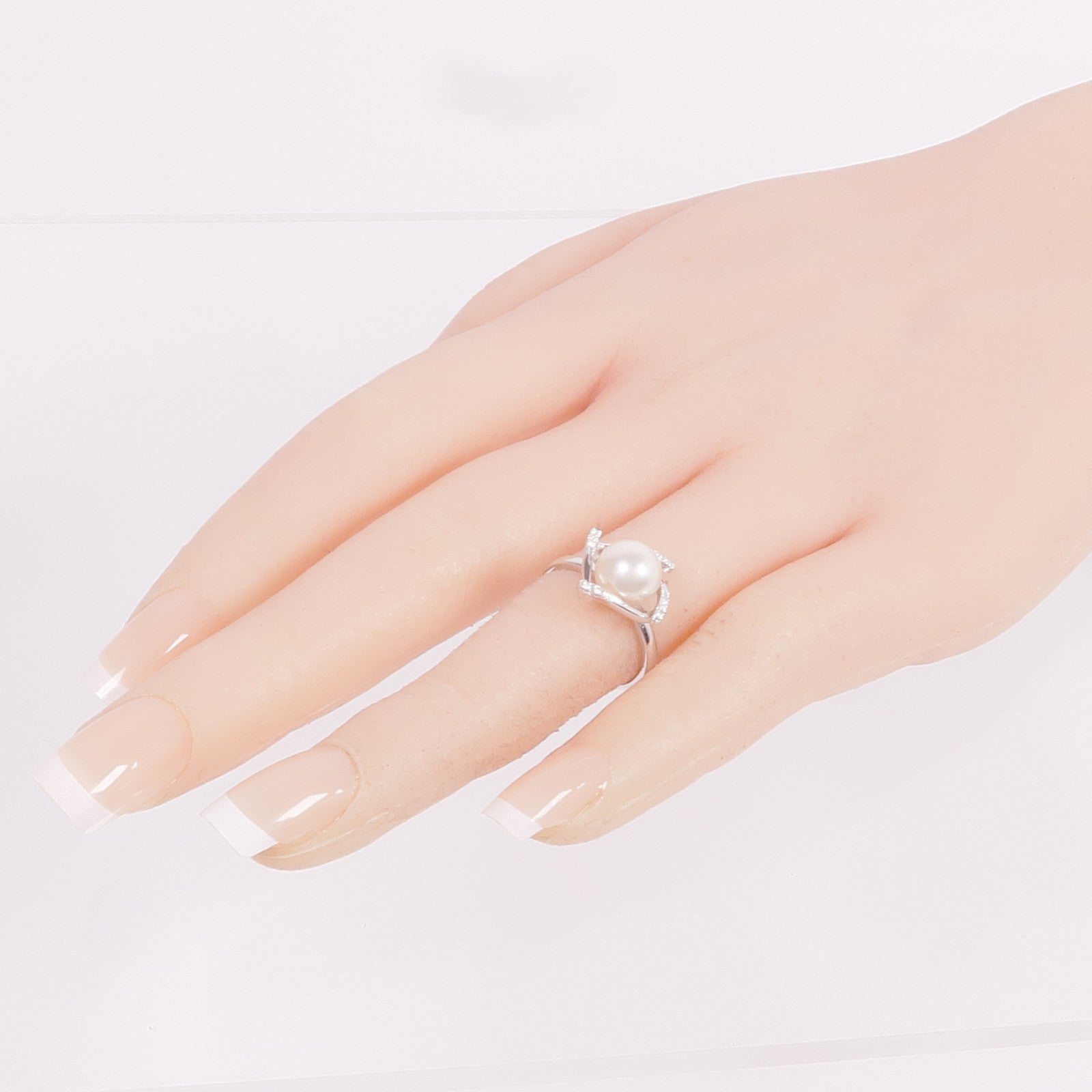 JEWELRY 【激減優惠】18K白金Pearl Diamond Ring珍珠/鑽石戒指US#5