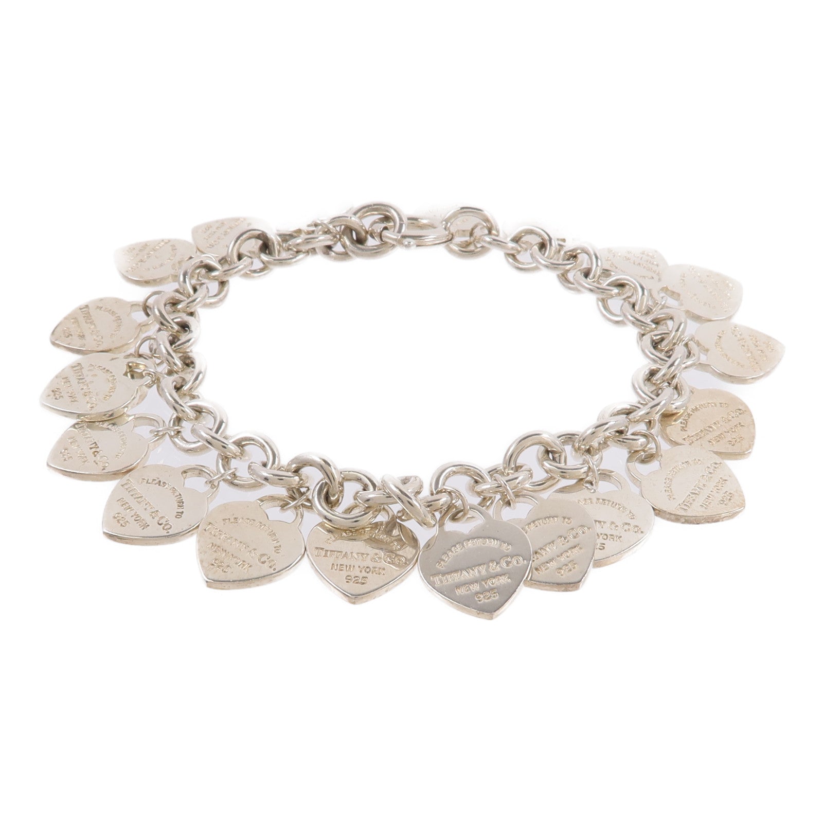 TIFFANY＆CO 925純銀Return To Tiffany Multi Heart Tag Bracelet手鏈