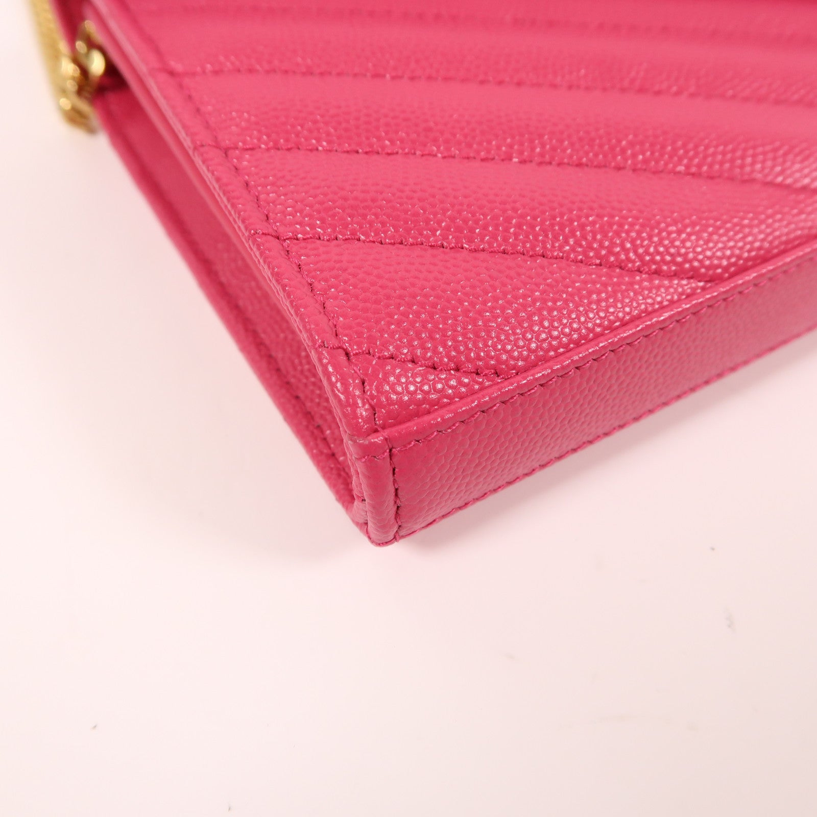 SAINT LAURENT 牛皮皮革Shoulder Bag金扣鏈帶肩背袋粉紅色