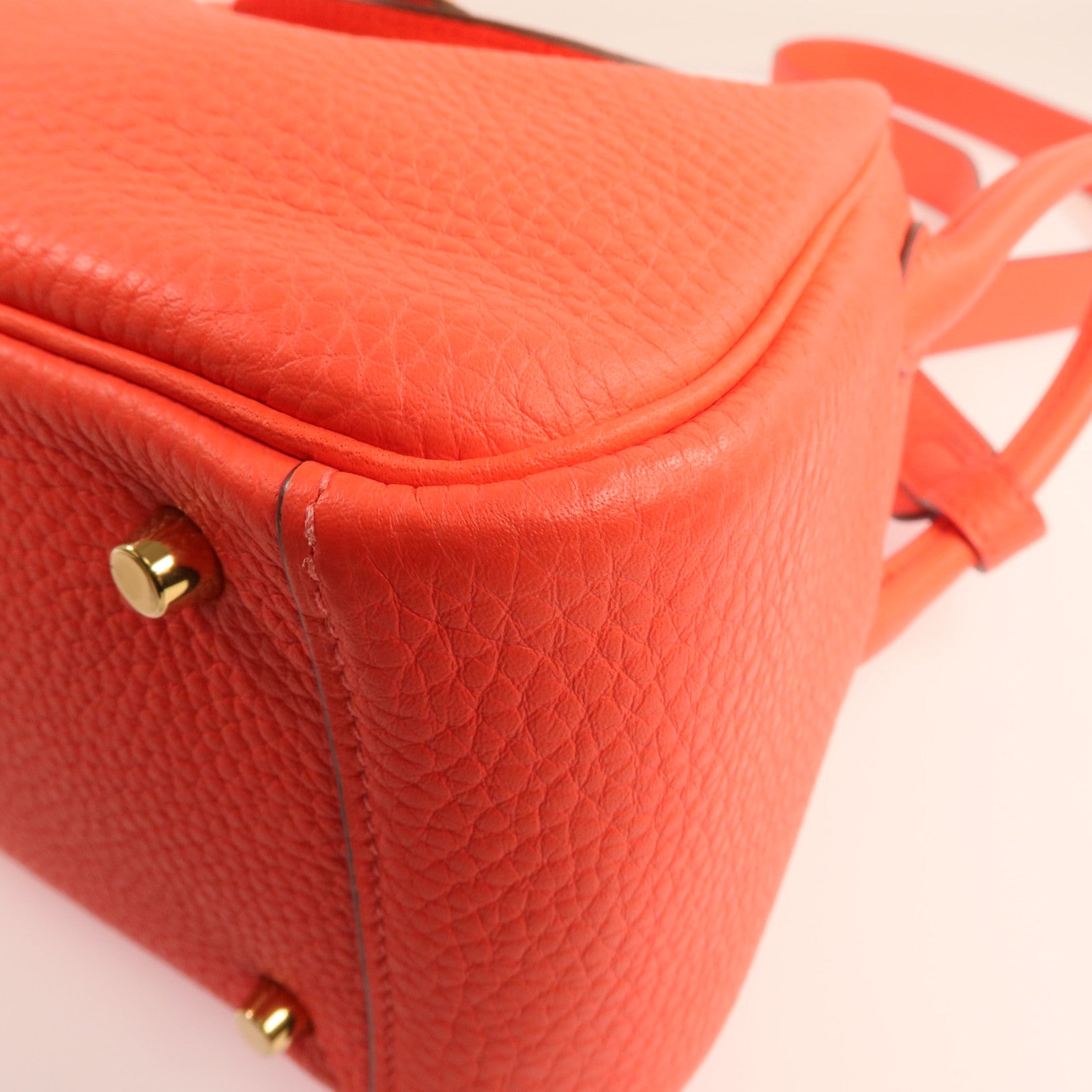 HERMES Clemence皮革Mini Lindy金扣手挽肩背兩用袋Rose Tomate