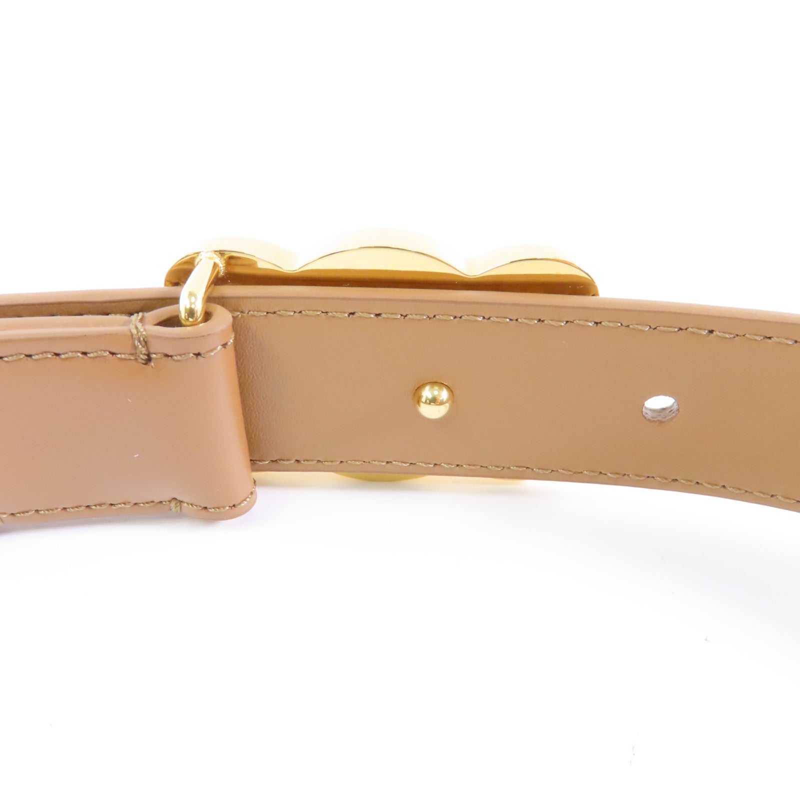 CELINE 牛皮皮革Belt金扣皮帶啡色