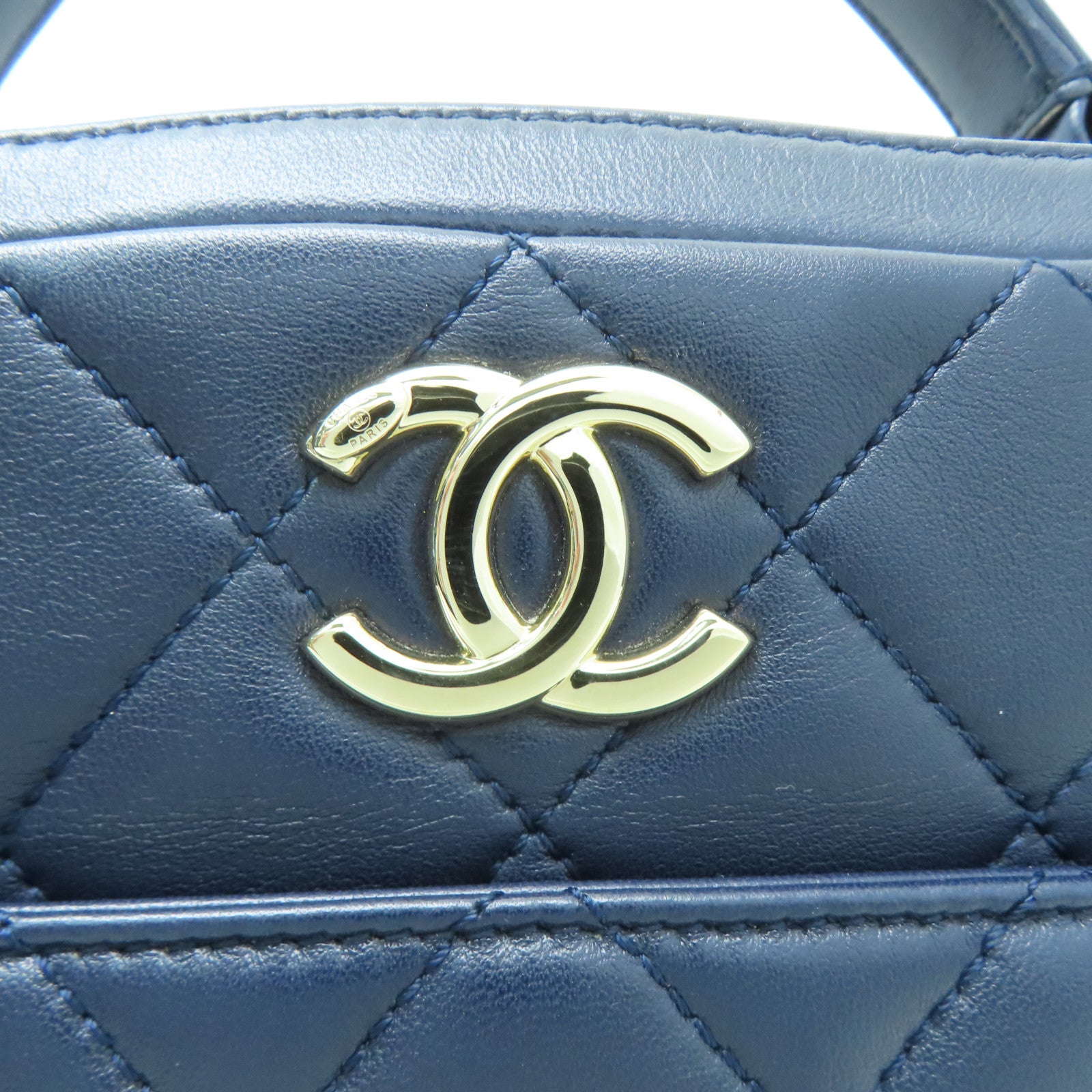 CHANEL 【激減優惠】菱格羊皮皮革Shoulder Bag金扣手挽肩背兩用袋藍色