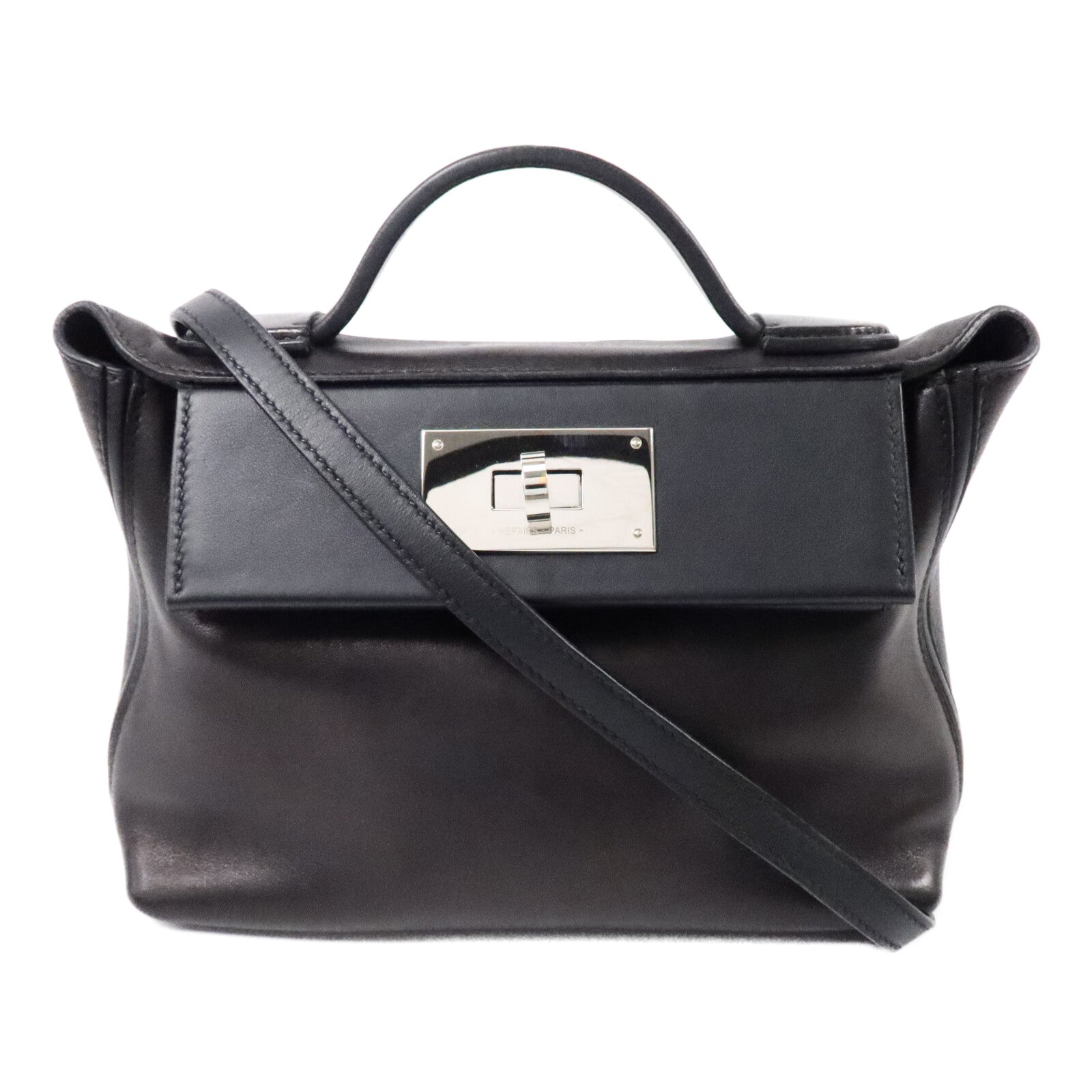 HERMES Volupto皮革24/24 Mini手挽肩背兩用袋Noir