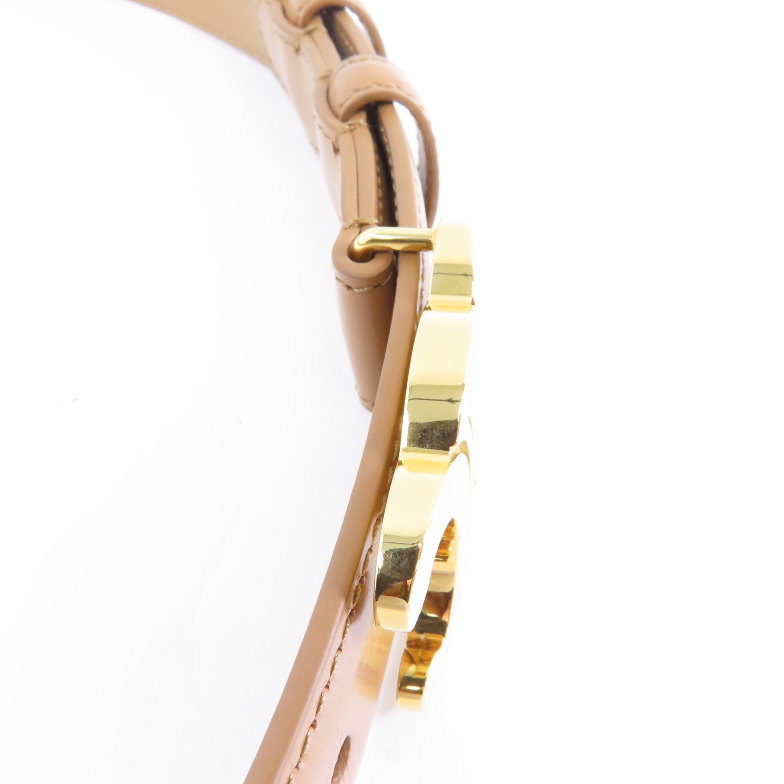 CELINE 牛皮皮革Belt金扣皮帶啡色