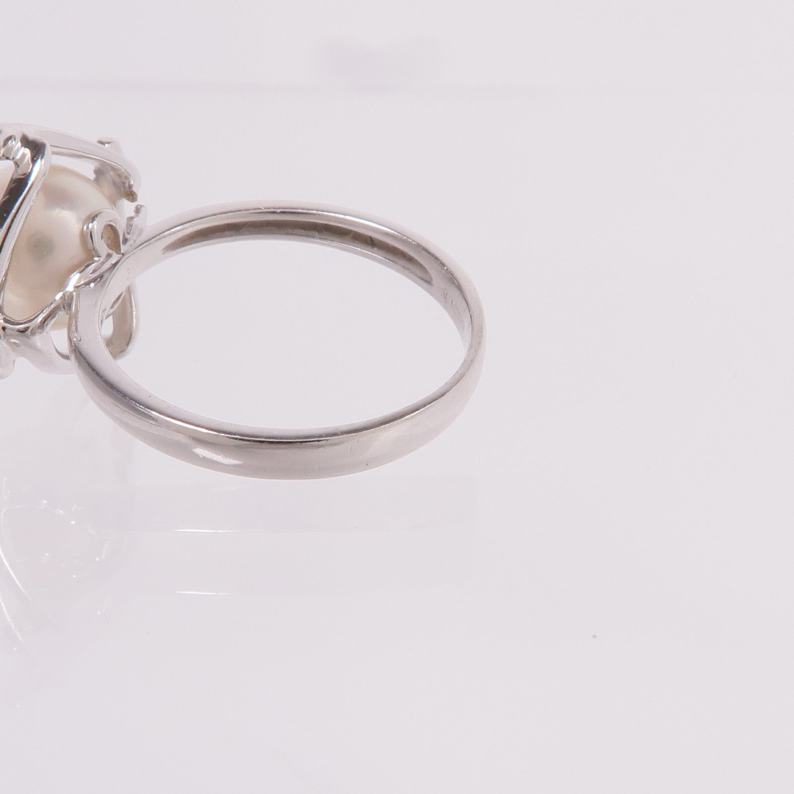 JEWELRY 【激減優惠】18K白金Pearl Diamond Ring珍珠/鑽石戒指US#5