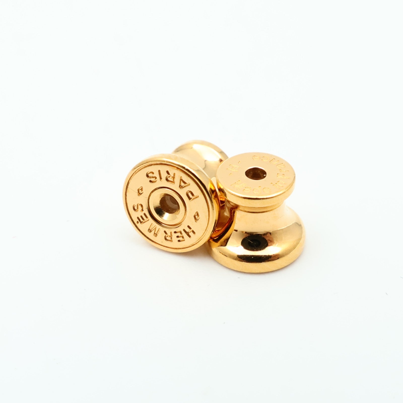 HERMES 金屬/Box Calf皮革Olympe Earrings耳環Noir